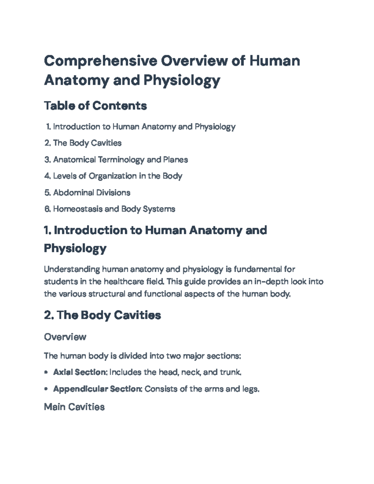 Comprehensive Guide to Human Anatomy & Physiology (Course Code: HP 101 ...