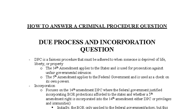 Criminal Procedure DPC & Incorporation: Key Concepts & Case Analysis ...