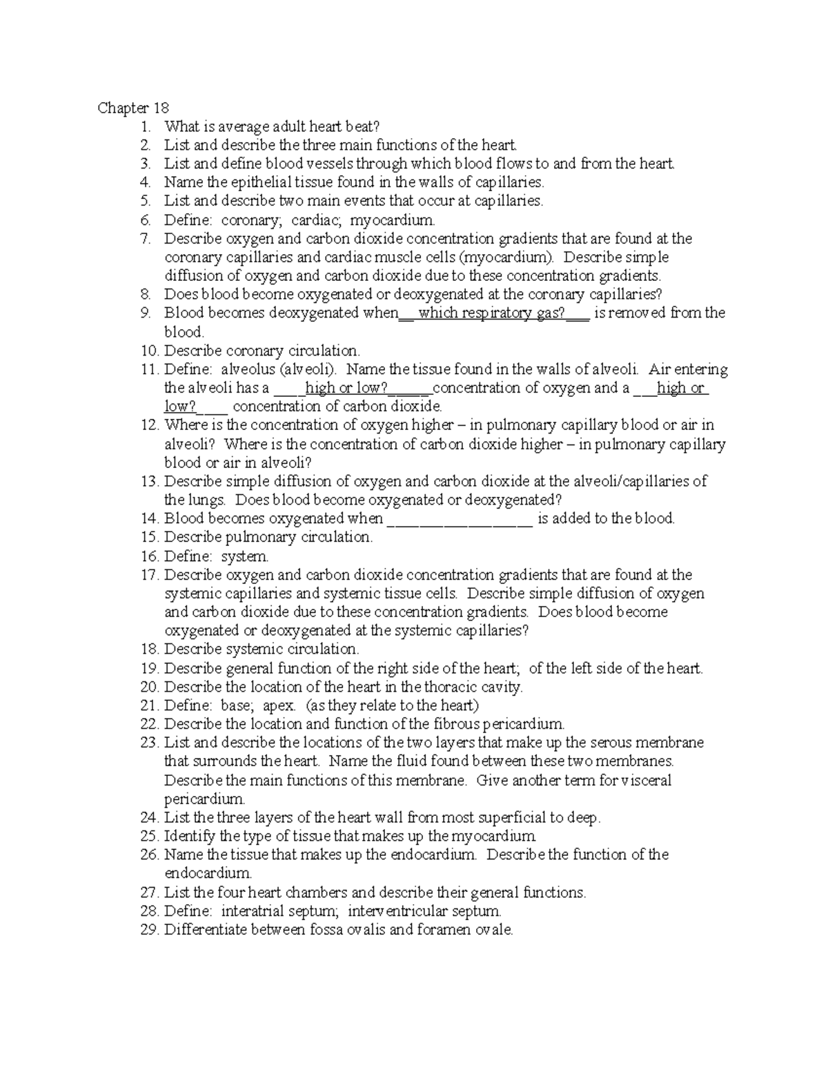 Bio 211 Study Guide: Chapter 18 - Heart and Circulatory System Overview ...