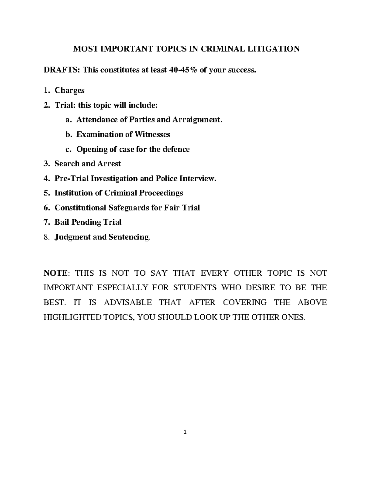 Key Topics in Criminal Litigation: Essential Notes for CL 101 - Studocu