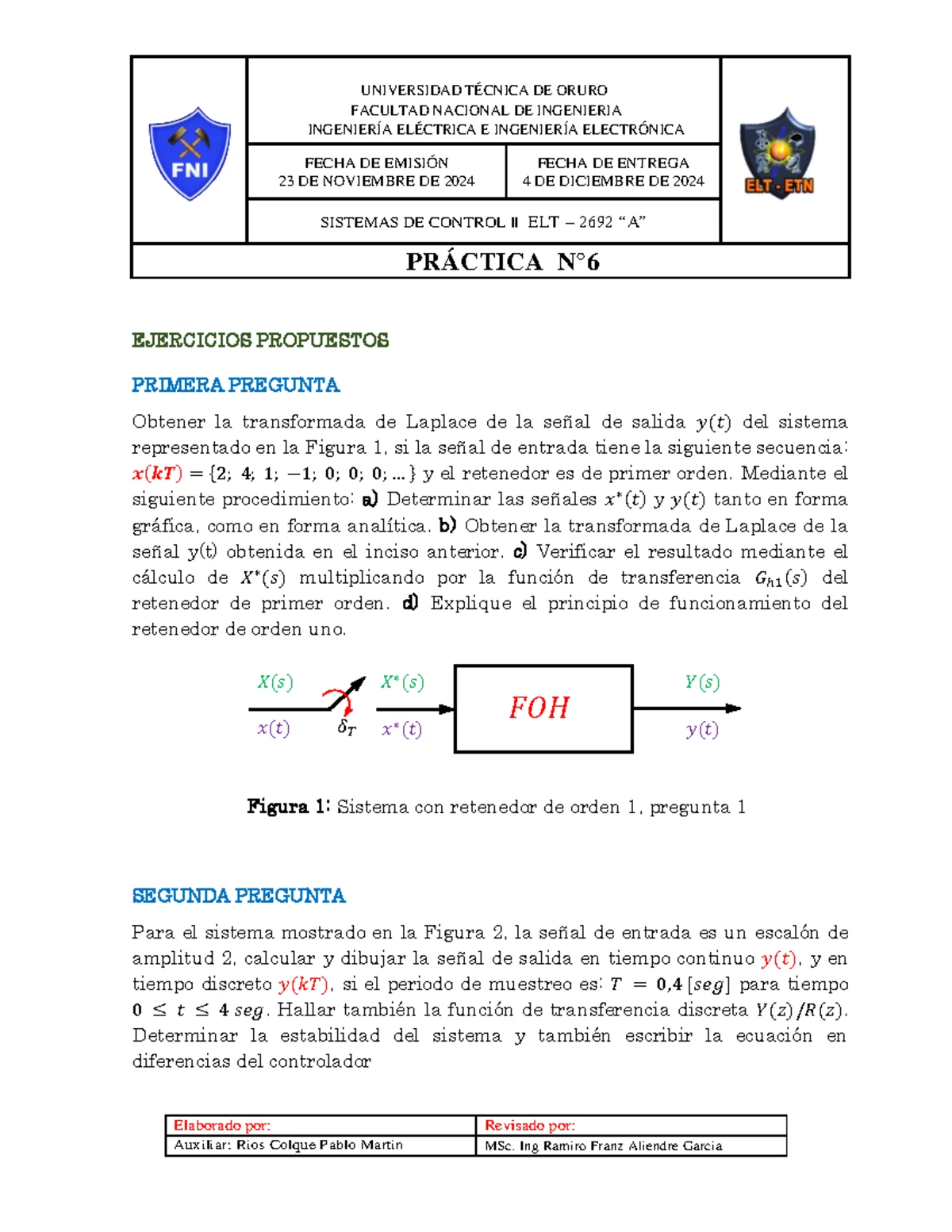 Práctica N° 3 de Sistemas de Control II - ELT2692 (I-2024) - Studocu
