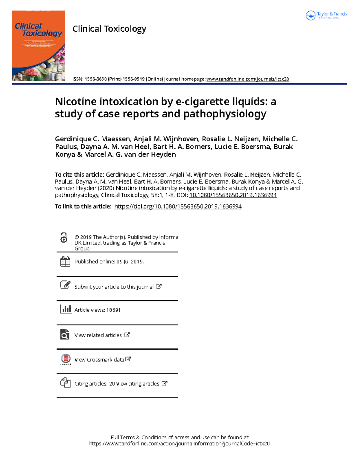 Clinical Toxicology: Nicotine Intoxication from E-Cigarette Liquids ...
