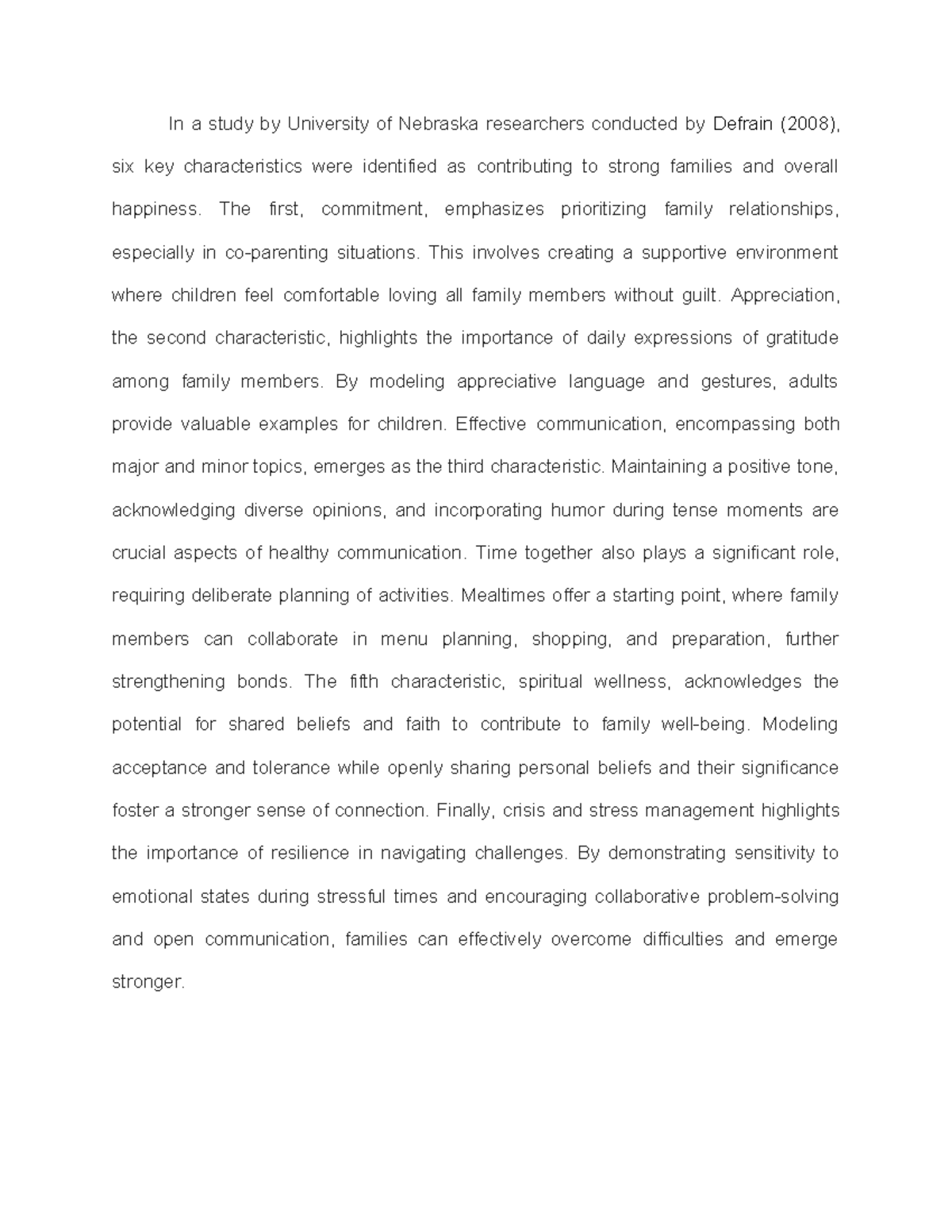 RRL: Key Characteristics of Strong Families and Happiness - Studocu