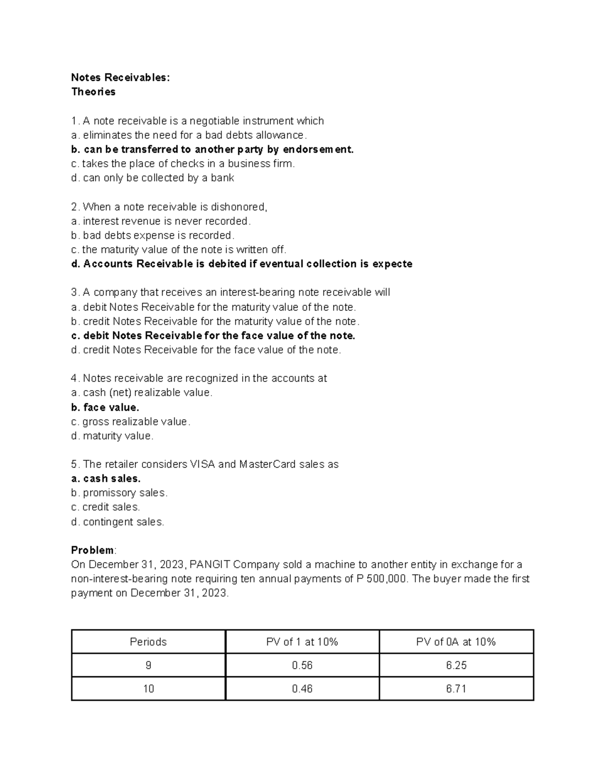 Notes Receivables: Key Concepts and Theories for Exam Prep - Studocu