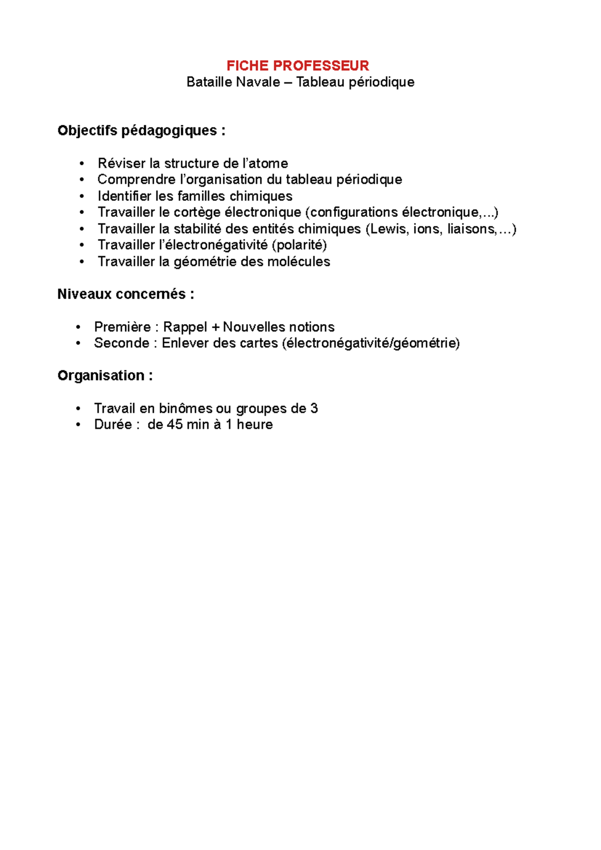 Fiche prof jeu bataille navale TP - FICHE PROFESSEUR Bataille Navale ...