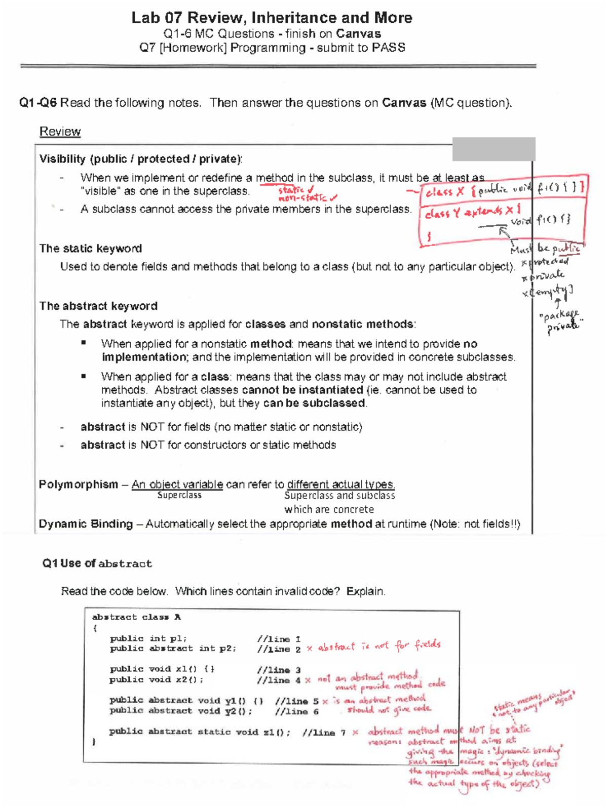 Lab 07 Review: Inheritance, Polymorphism & MC Questions - Studocu