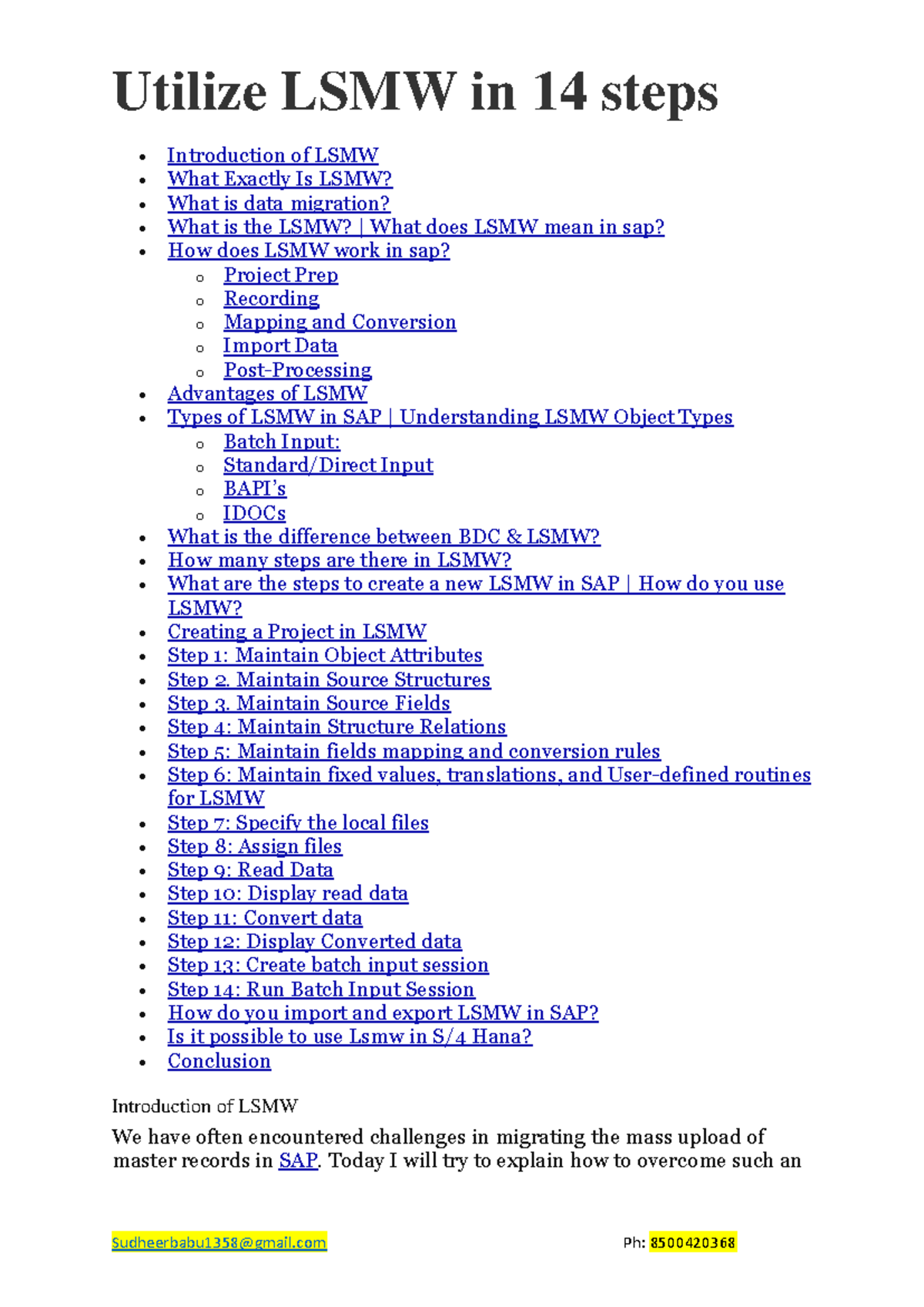 LSMW Overview: A 14-Step Guide for SAP Data Migration - Studocu