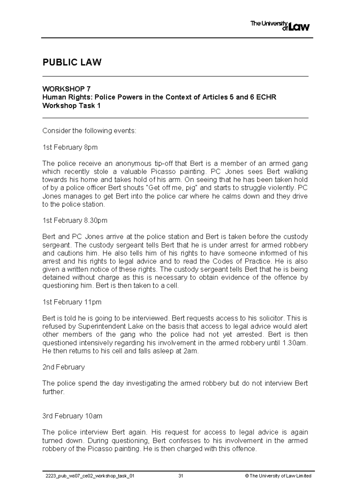 Public Law Workshop 7: Human Rights & Police Powers under ECHR Articles ...