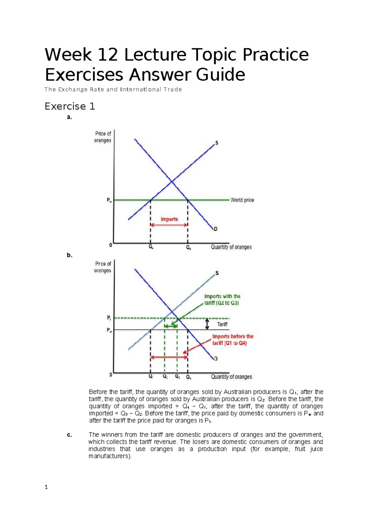 Week 12 Lecture: Exchange Rate & Intl Trade Practice Exercises Guide ...