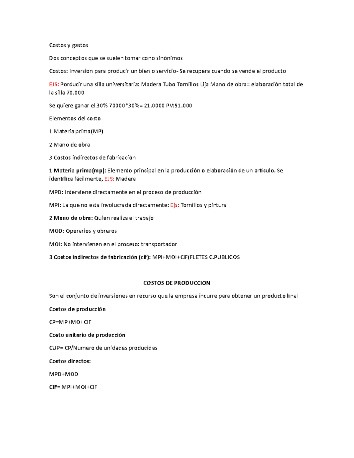 Costos y gastos - Costos y gastos Dos conceptos que se suelen tomar ...