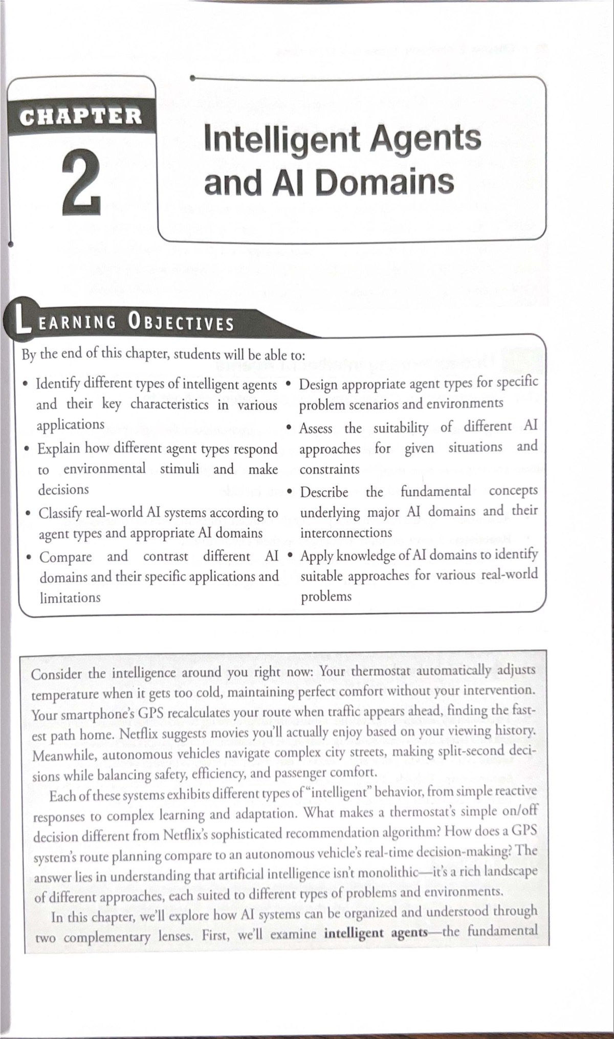 CHAPTER 2: Intelligent Agents and AI Domains - Learning Objectives ...