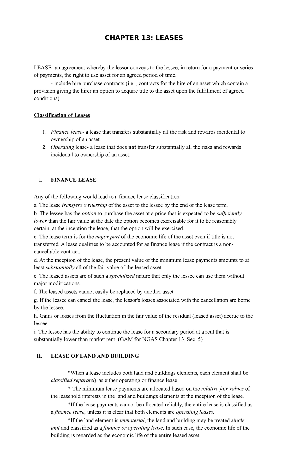 Chap13 - Leases: Understanding Finance and Operating Lease Types - Studocu