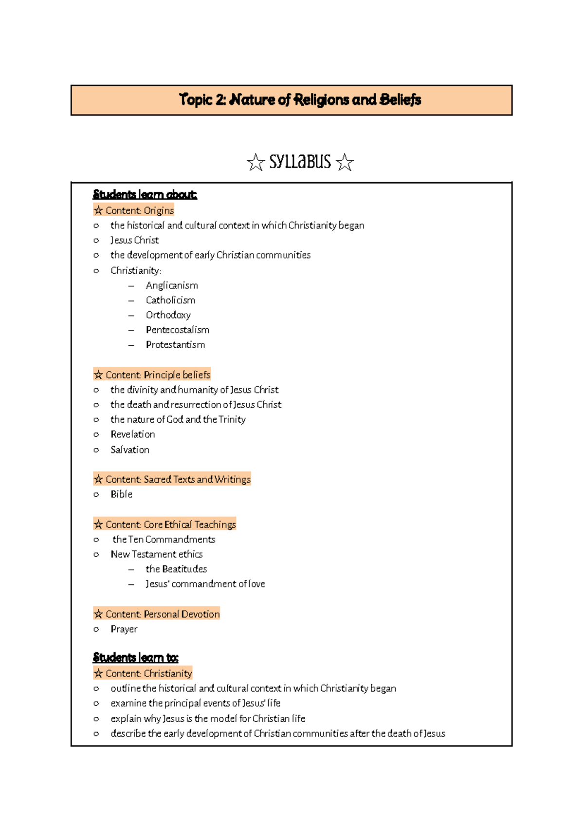 Year 11 SOR Module 2: Nature of Religions and Beliefs Notes - Studocu