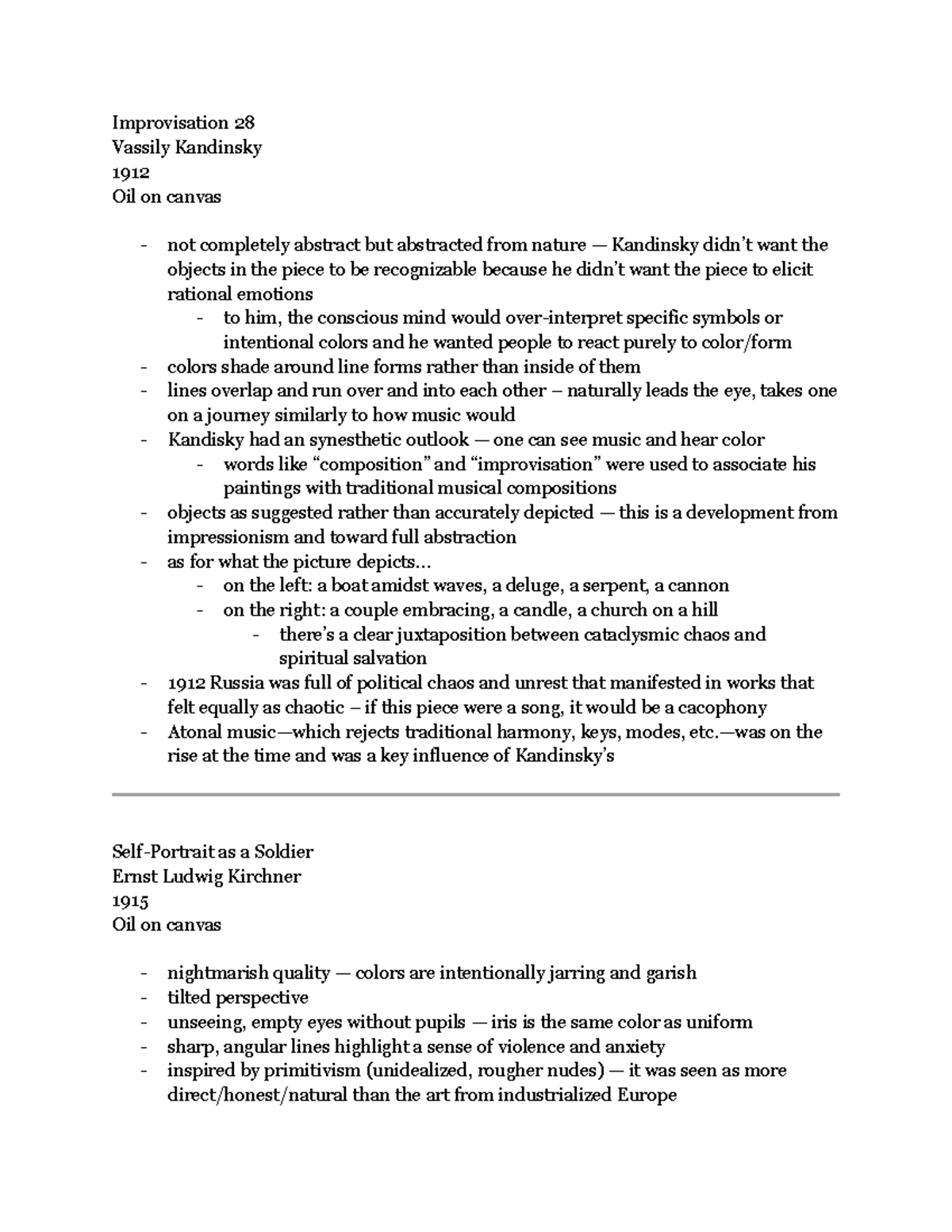 Expressionism Art Notes: Key Works and Thematic Analysis - Studocu