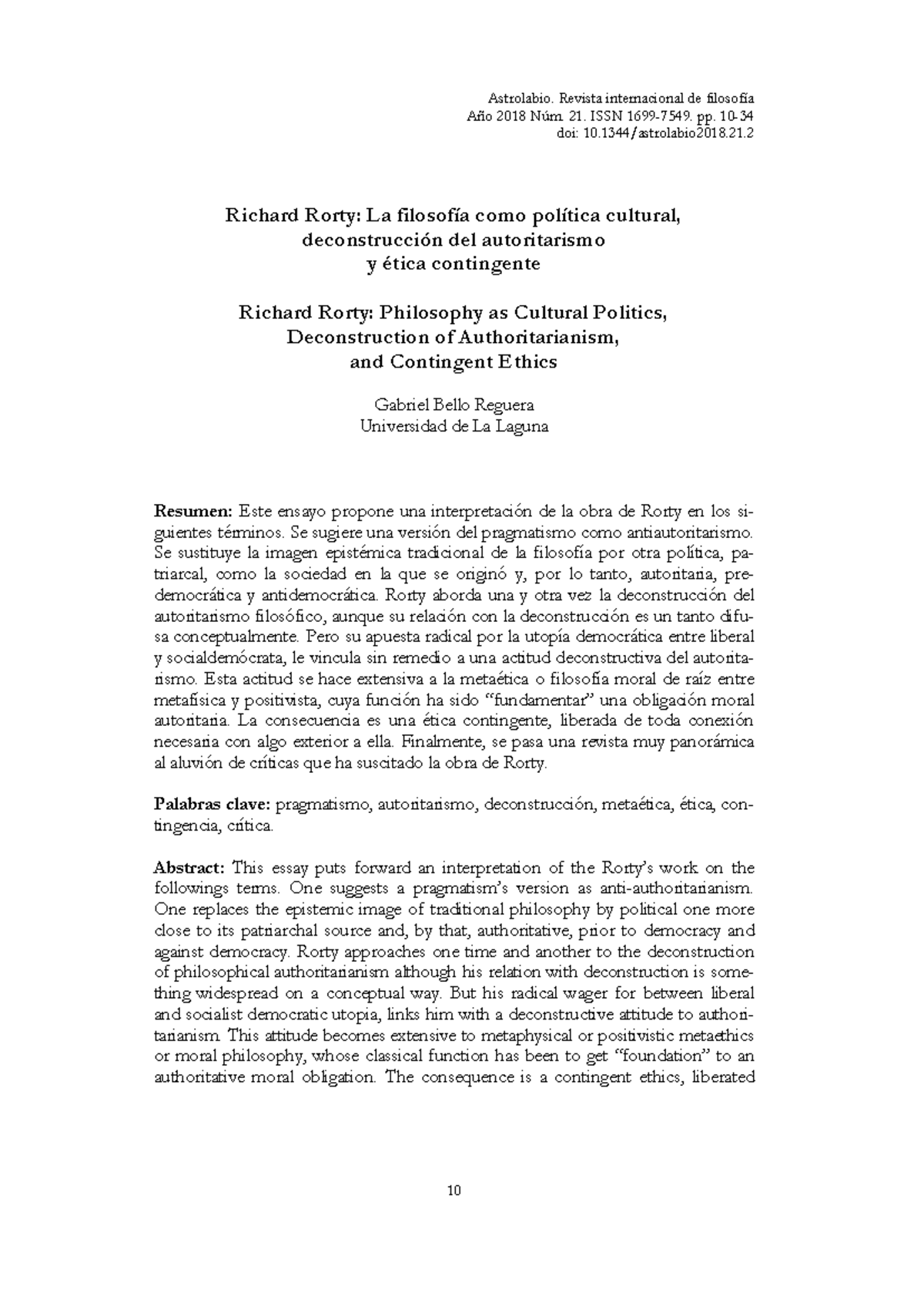 338240-Richard Rorty: Filosofía y Deconstrucción del Autoritarismo ...