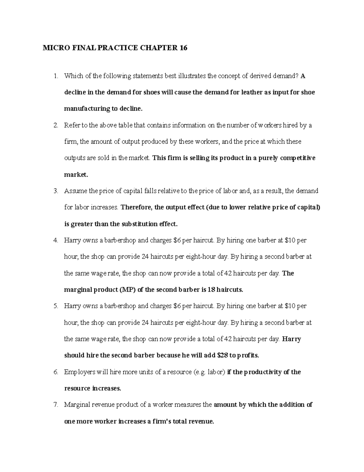 Micro Econ Final Exam Practice: Key Concepts from Chapter 16 - Studocu