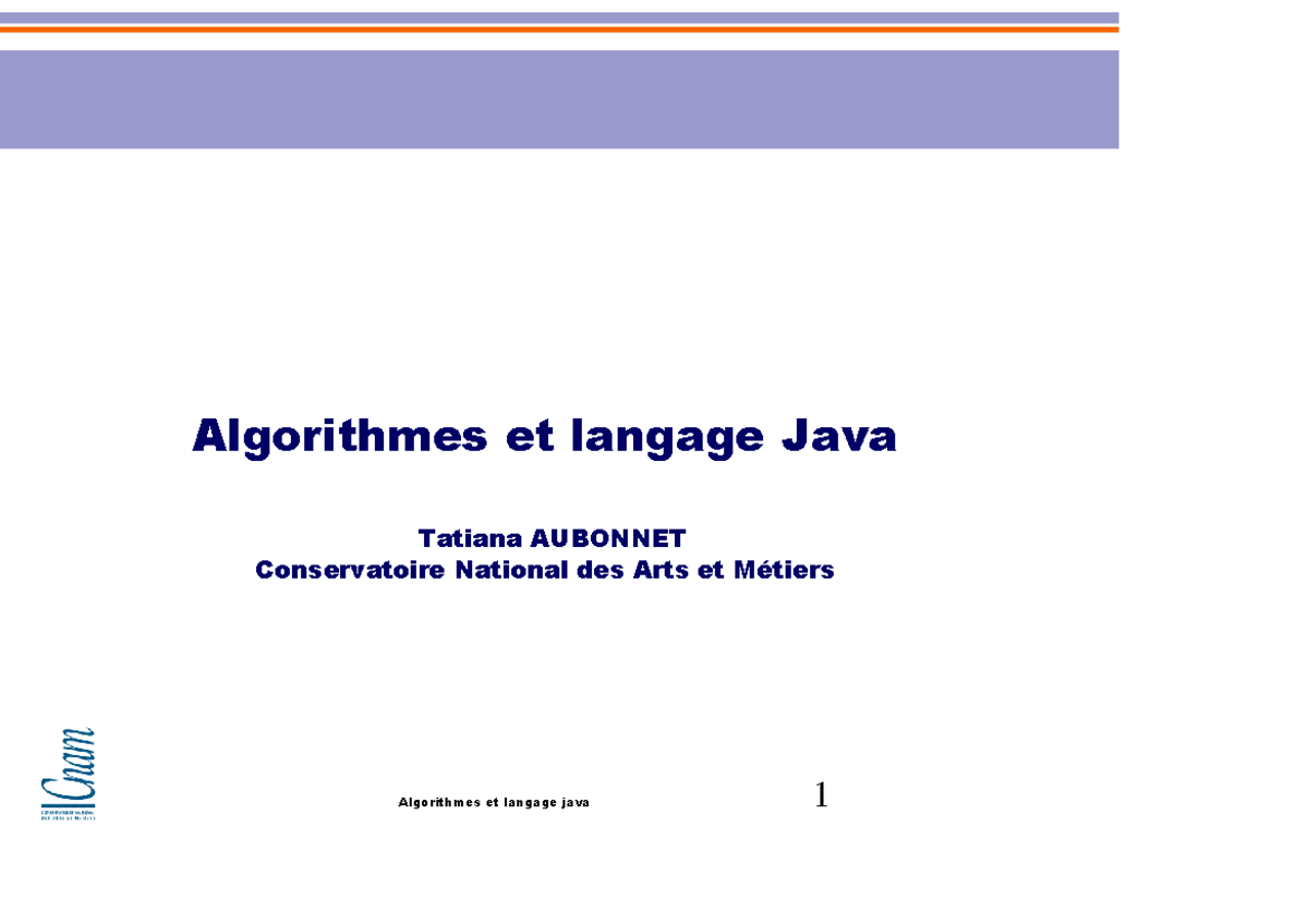 Algorithmes et Langage Java - Machine Virtuelle (JAVA 1) - Studocu