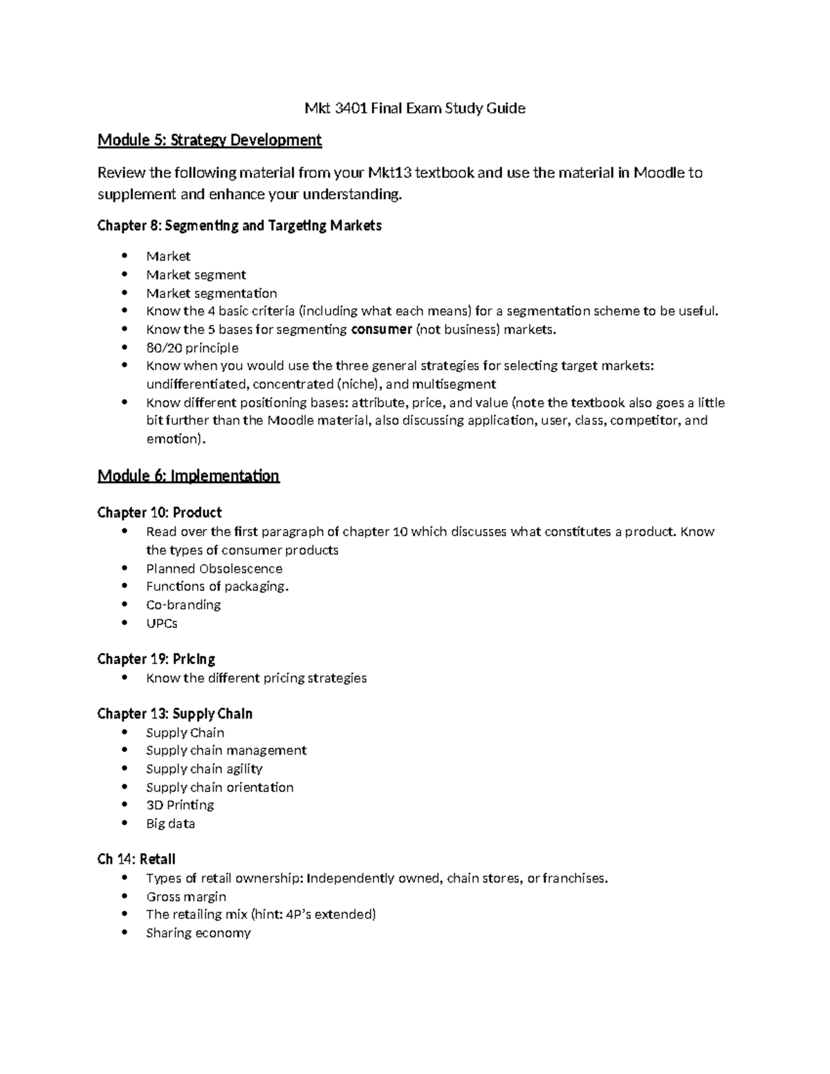 Mkt 3401 Final Exam Study Guide: Strategy & Product Insights - Studocu