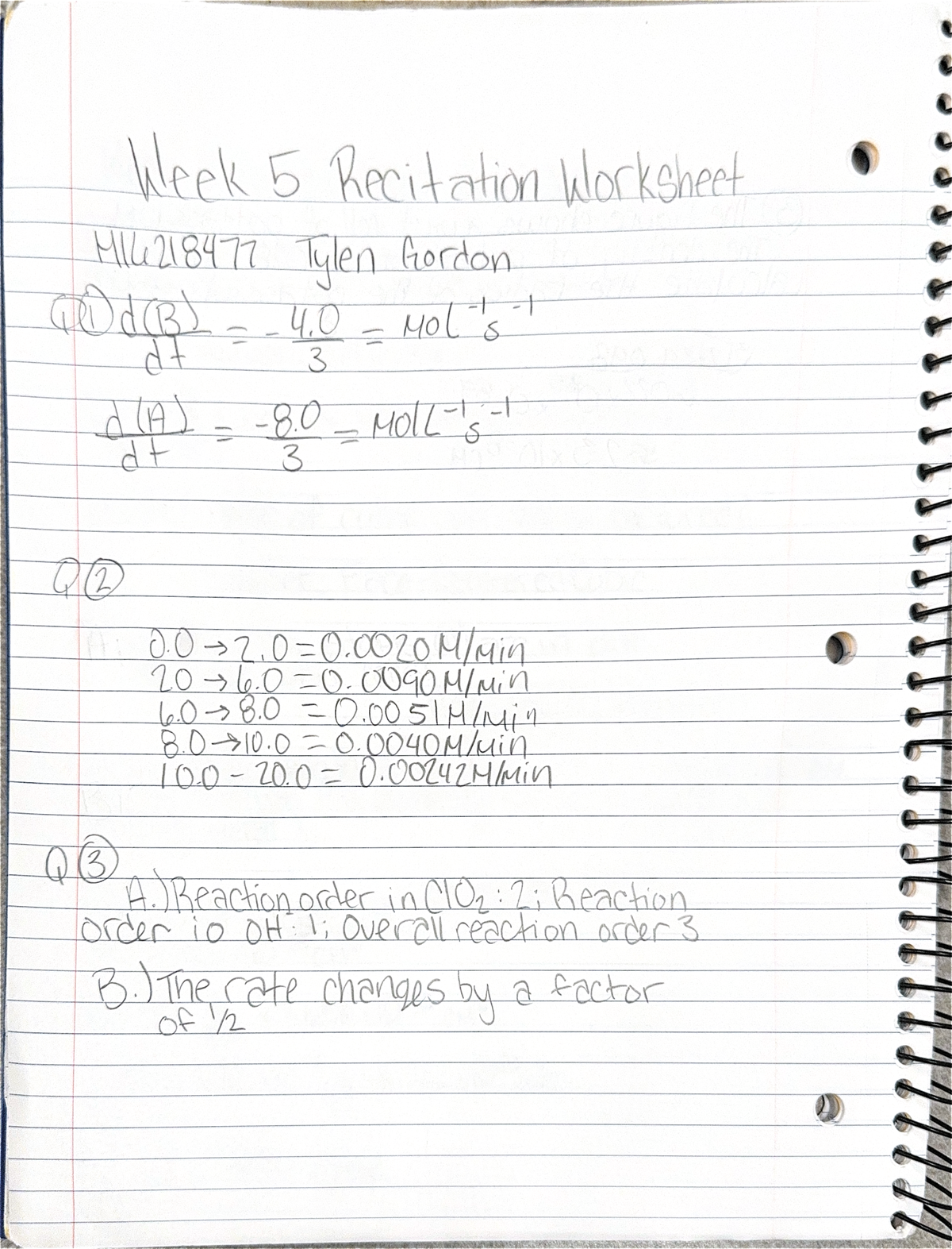 Week 5 Recitation Assignmnet - CHEM1041 - Week 5 Recitation Worksheet ...