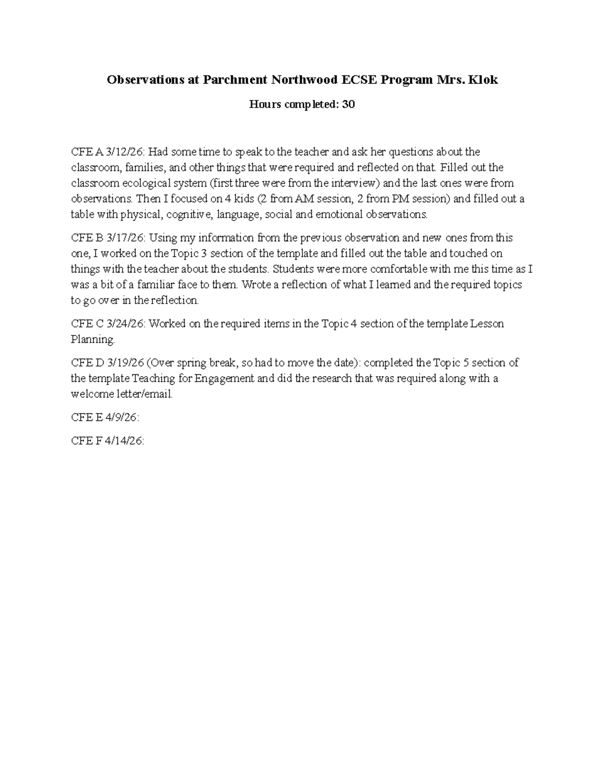 ECE 470 Practicum Notes: Observations & Reflections in ECSE - Studocu