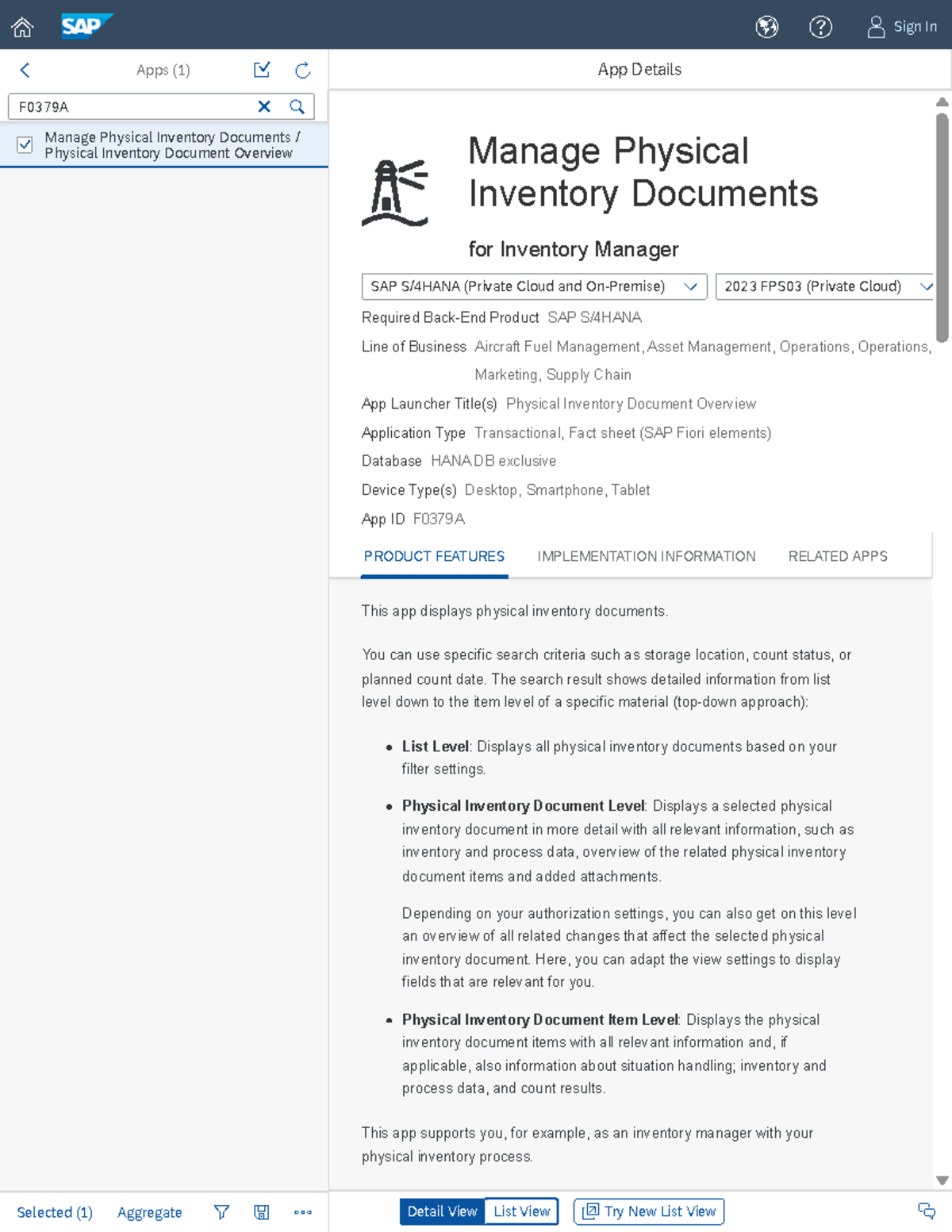 F0379A Physical Inventory Document Overview for Inventory Managers ...