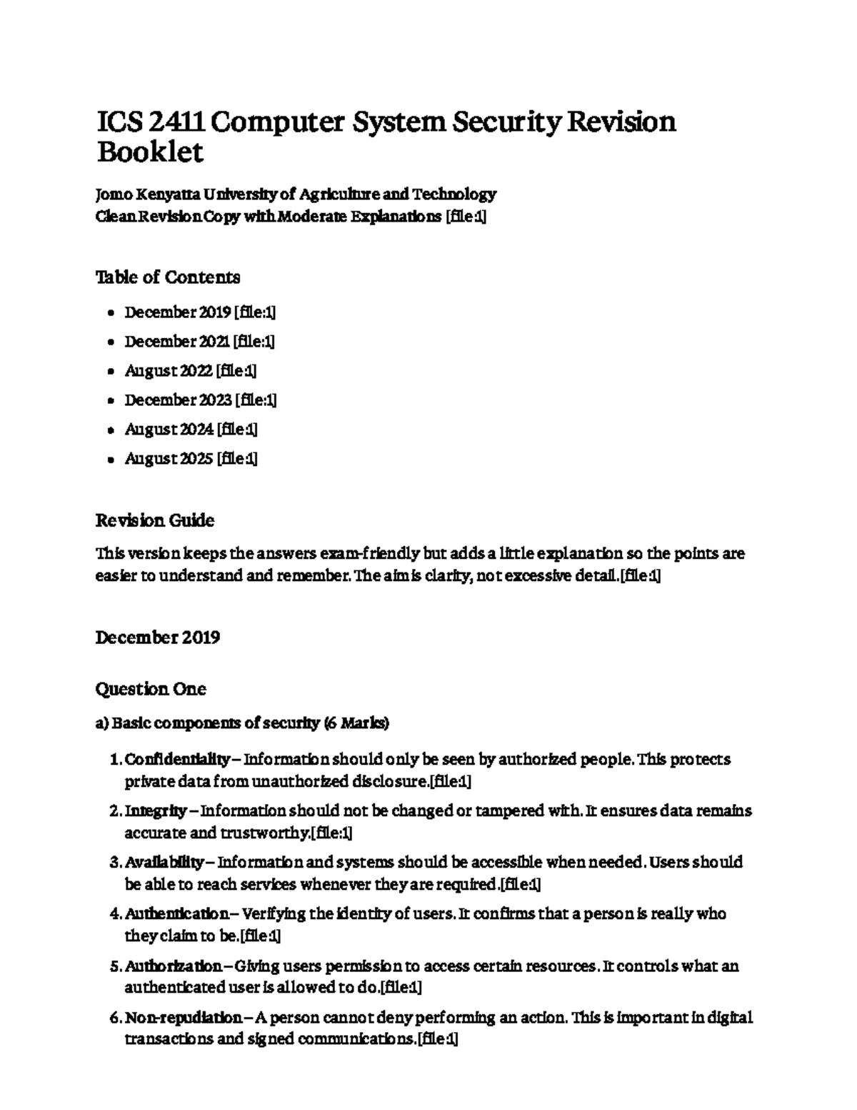 ICS 2411 Computer System Security Revision Guide with Explanations ...