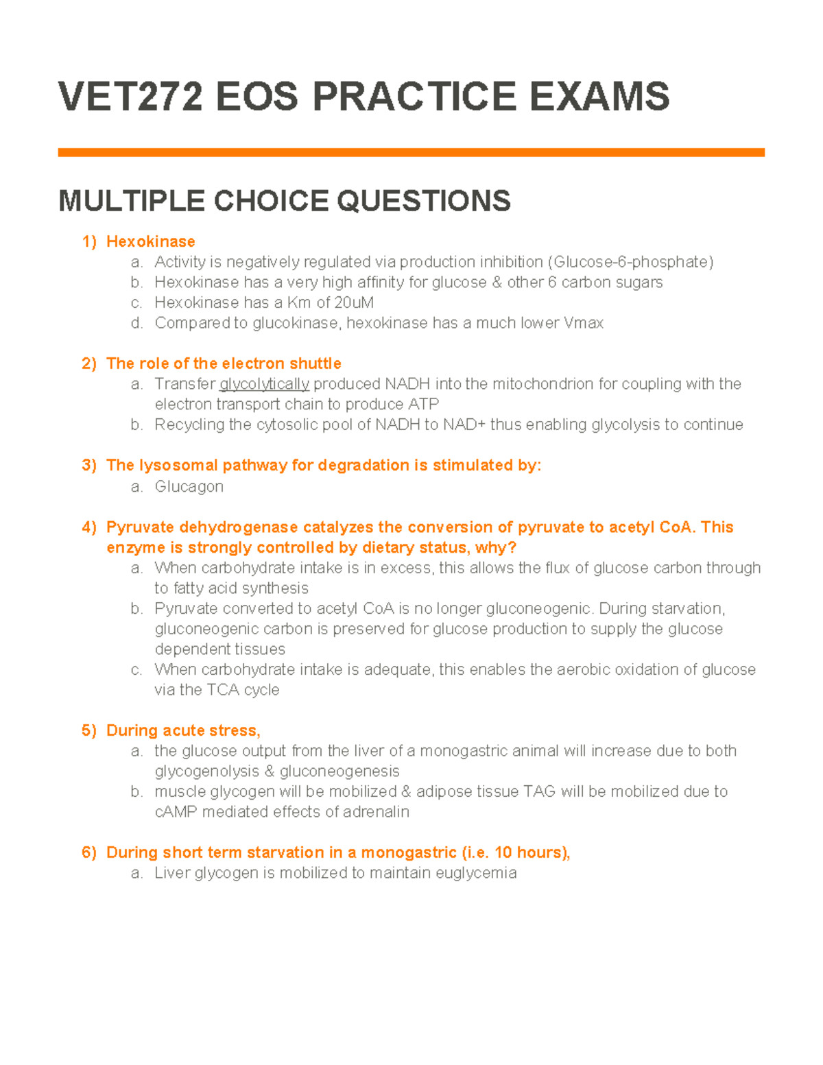 VET272 EOS Practice Exam: Key Concepts and Multiple Choice Questions ...