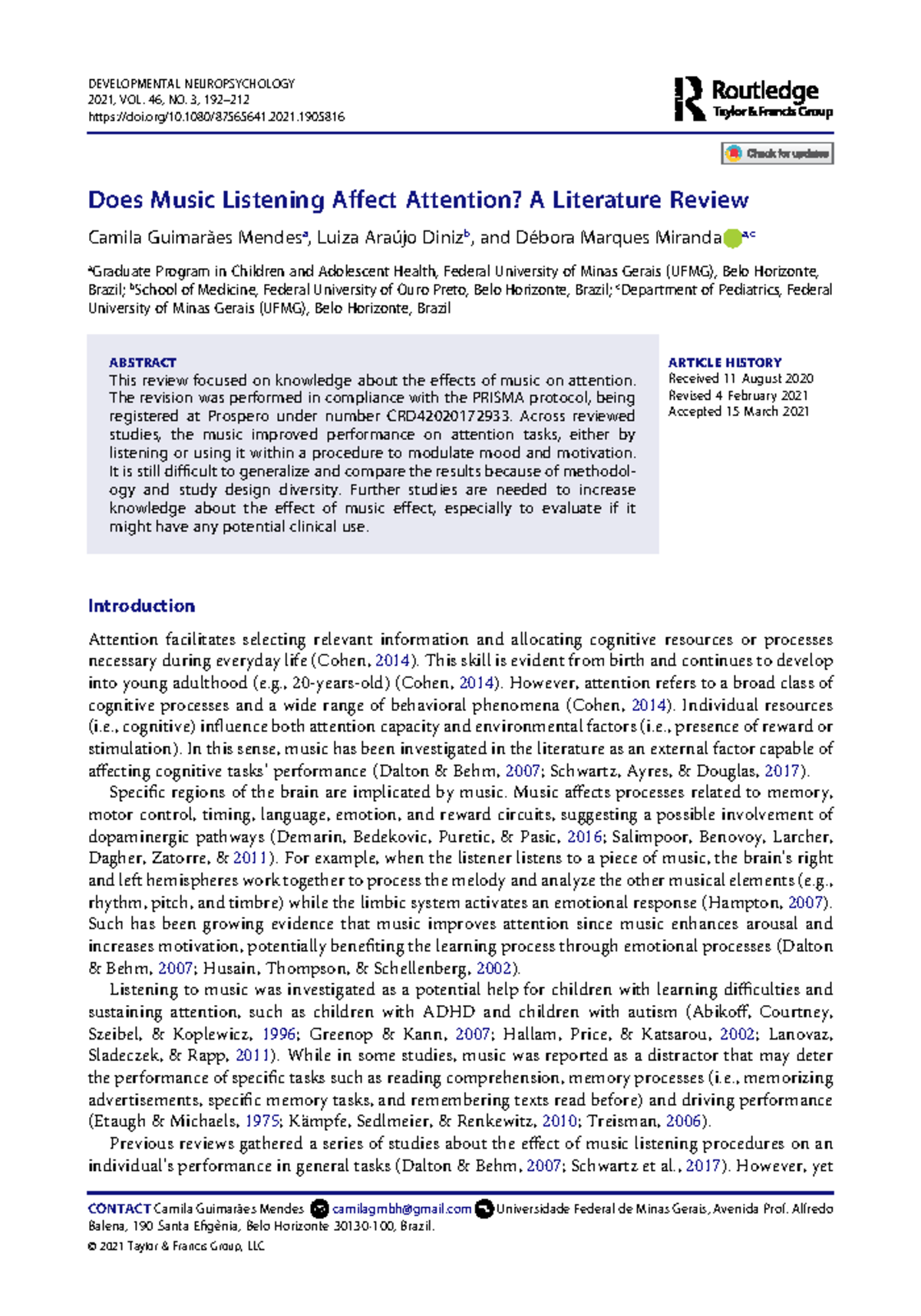 Effects of Music Listening on Attention: A Detailed Review - Studocu