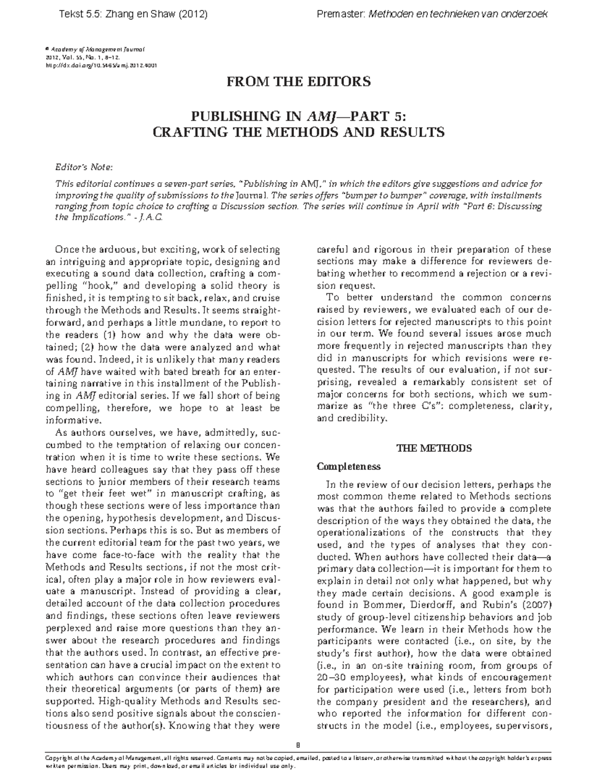5.5 Zhang & Shaw (2012): Crafting Methods & Results in Research ...