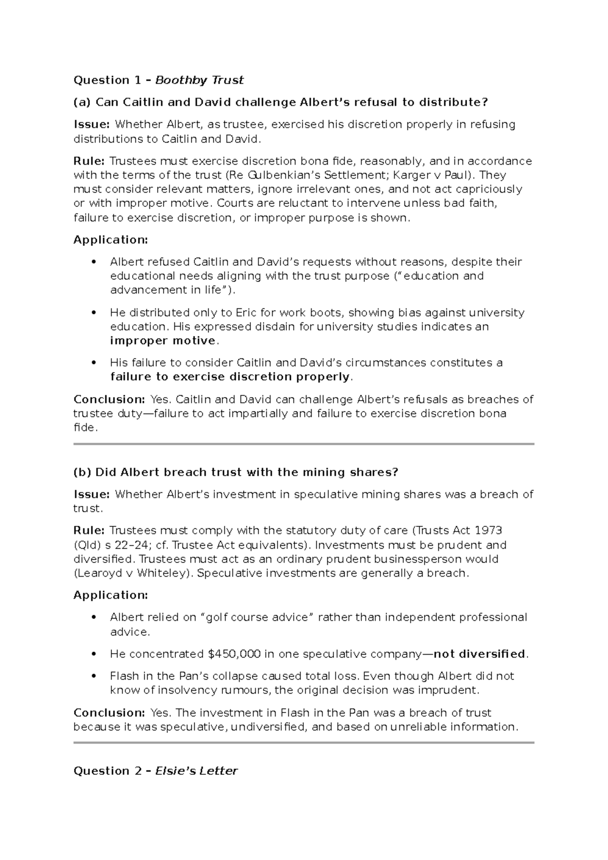 Exam Revision Questions & Answers: Trust Law (Q1-Q5) - Studocu