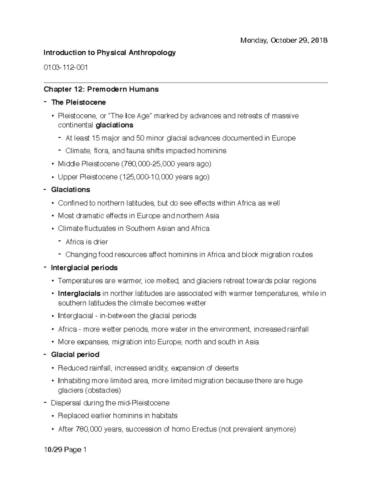 Notes 10 29 - Chapter 12 - Introduction to Physical Anthropology 0103 ...
