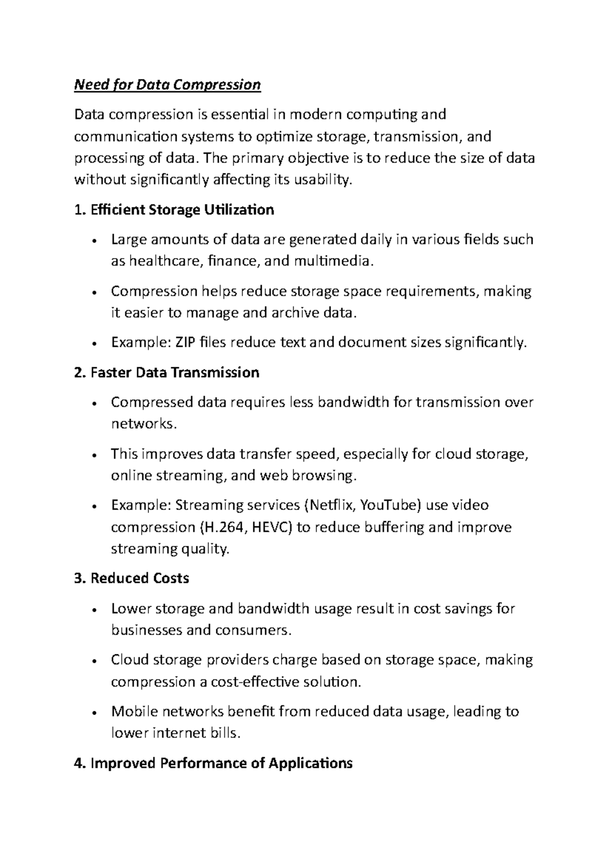 Chapter 4 - Data Compression Techniques and Their Importance - Studocu