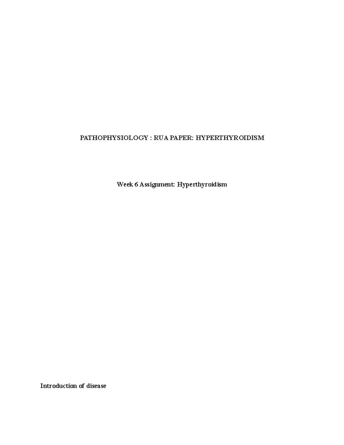 Pathophysiology RUA - RUA paper assignments about Hyperthyroidism ...