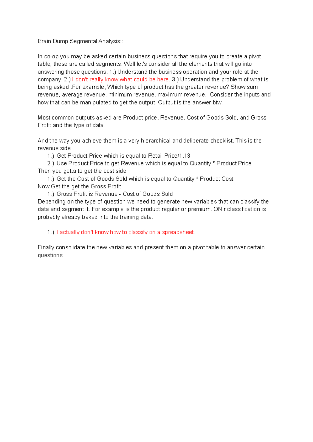 AFM 112 Chapter 3 Exam Review: Segmental Analysis & Pivot Tables - Studocu