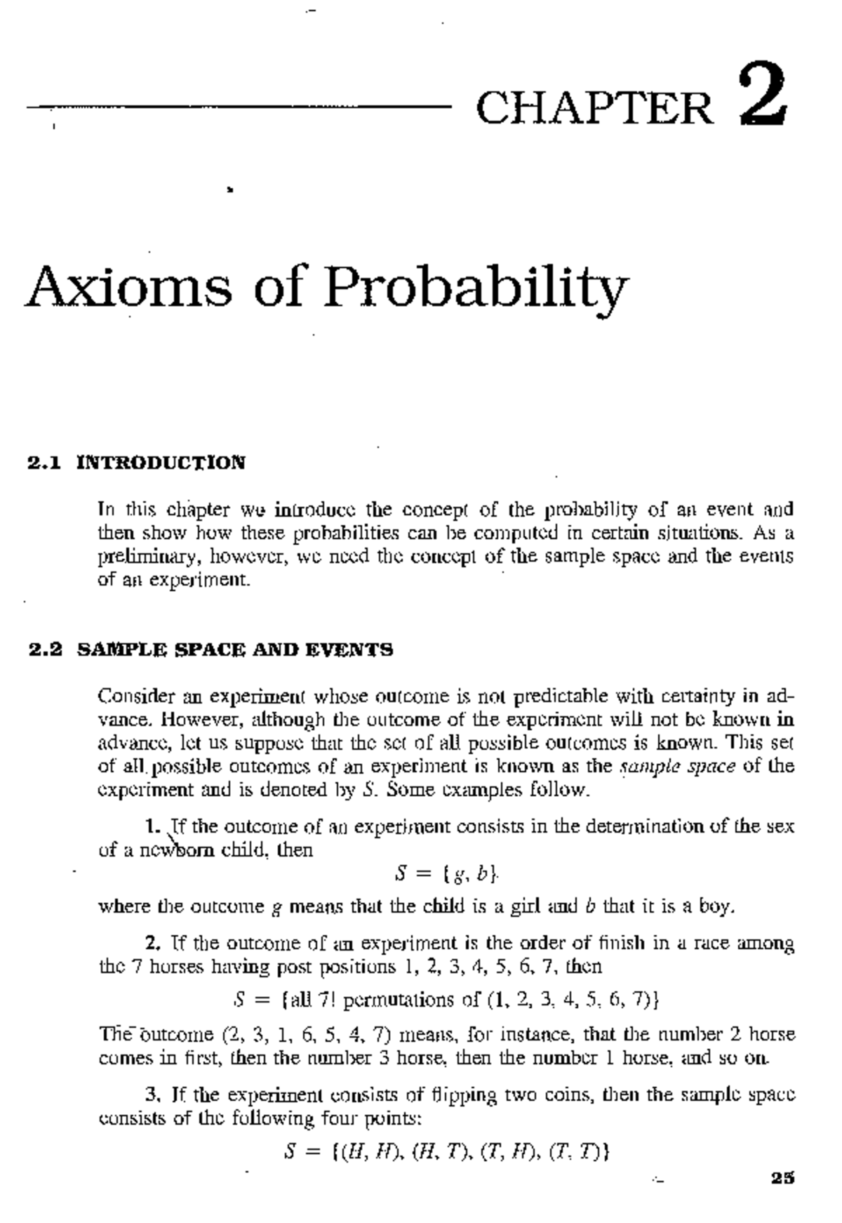 CHAPTER 2: Axioms of Probability - Sample Space & Events - Studocu