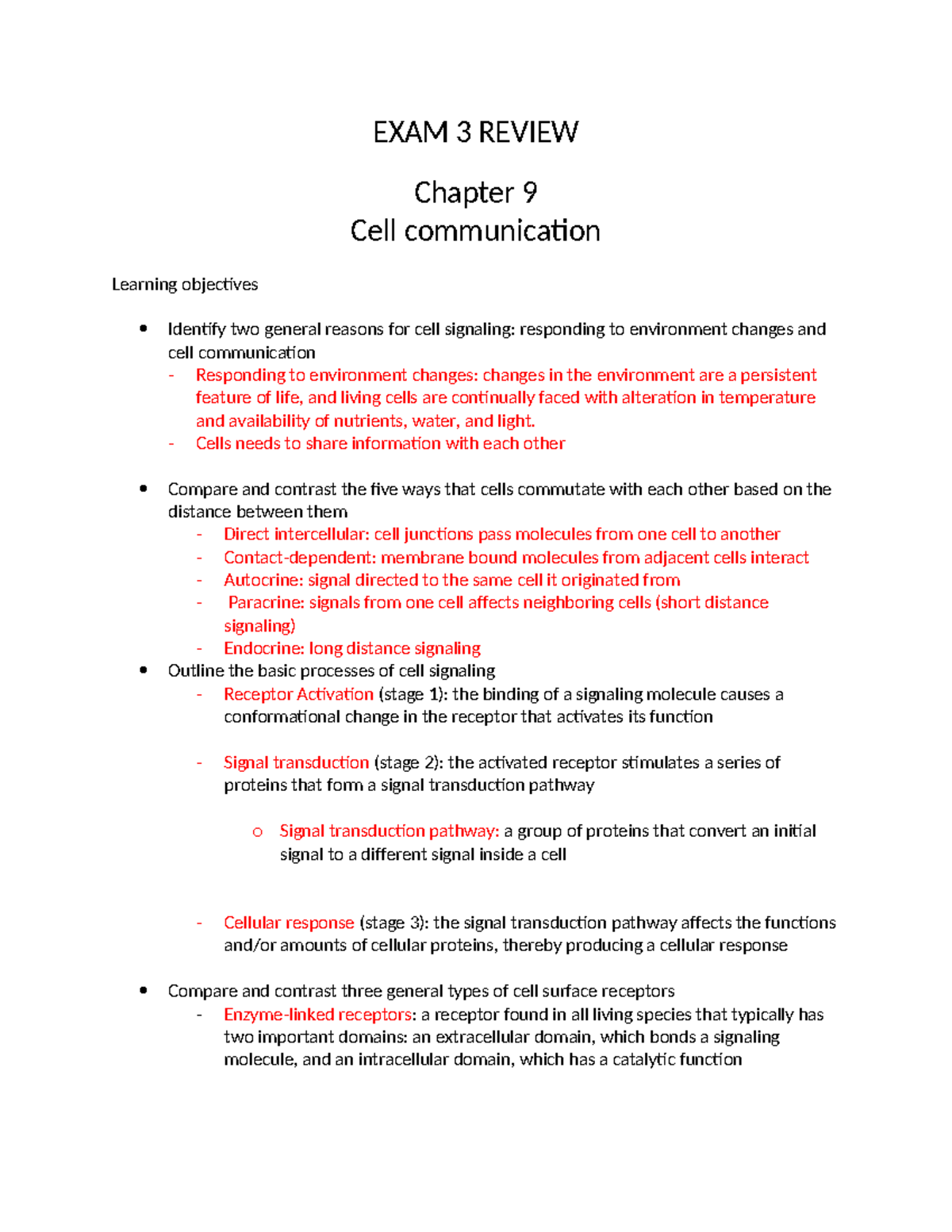 BIO101: Exam 3 Review - Cell Communication and DNA Replication - Studocu
