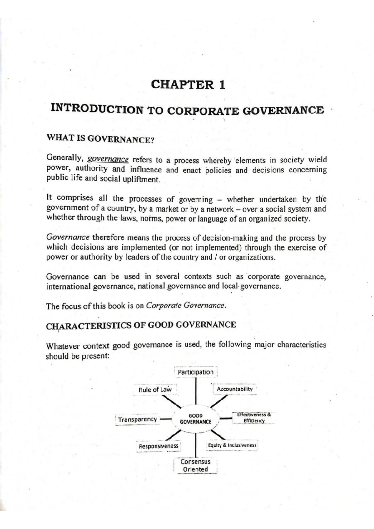 Chapter 1 - Introduction to Corporate Governance: Key Concepts and ...