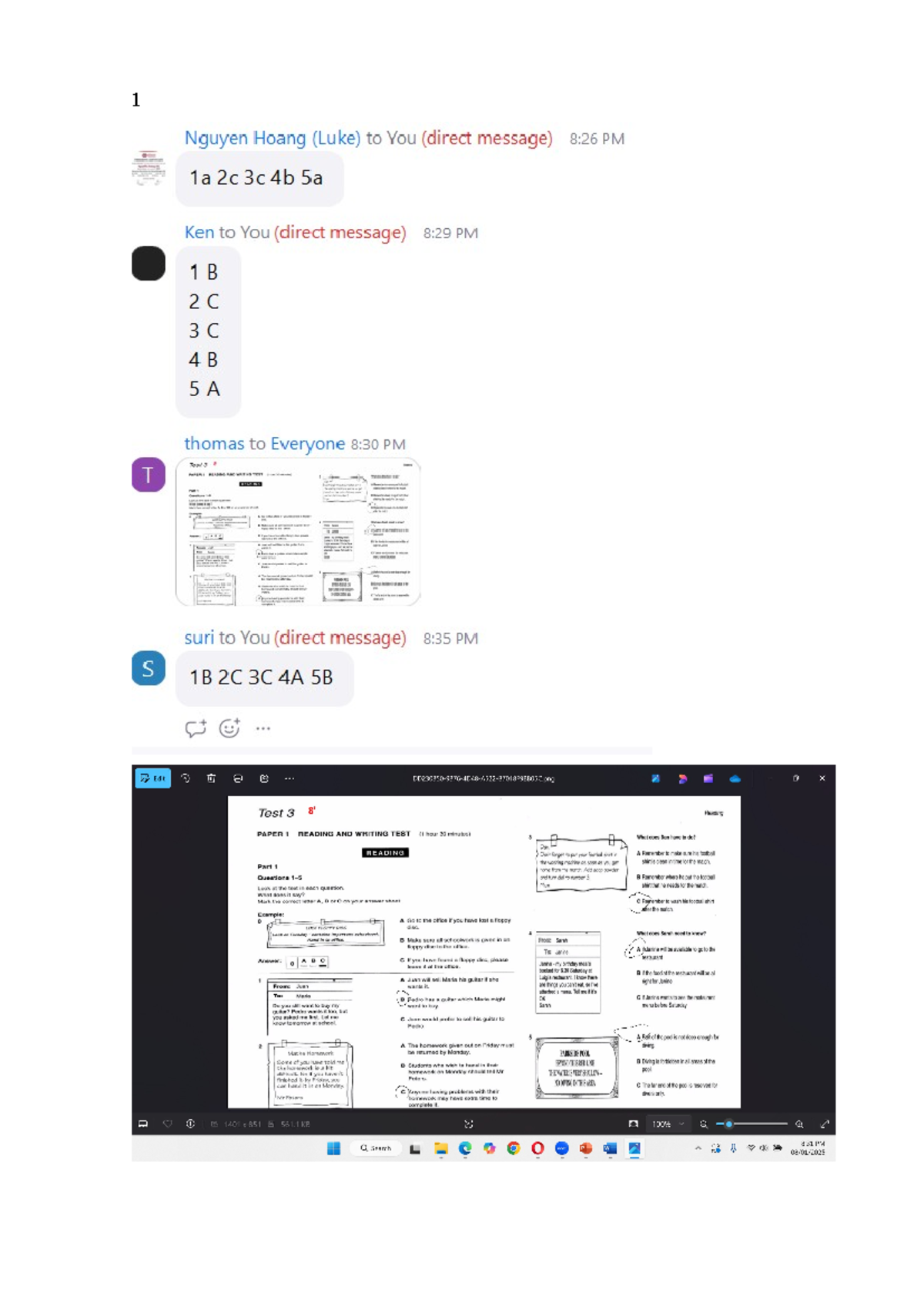 PET 3 Reading & Writing Test Answers - Updated Responses - Studocu