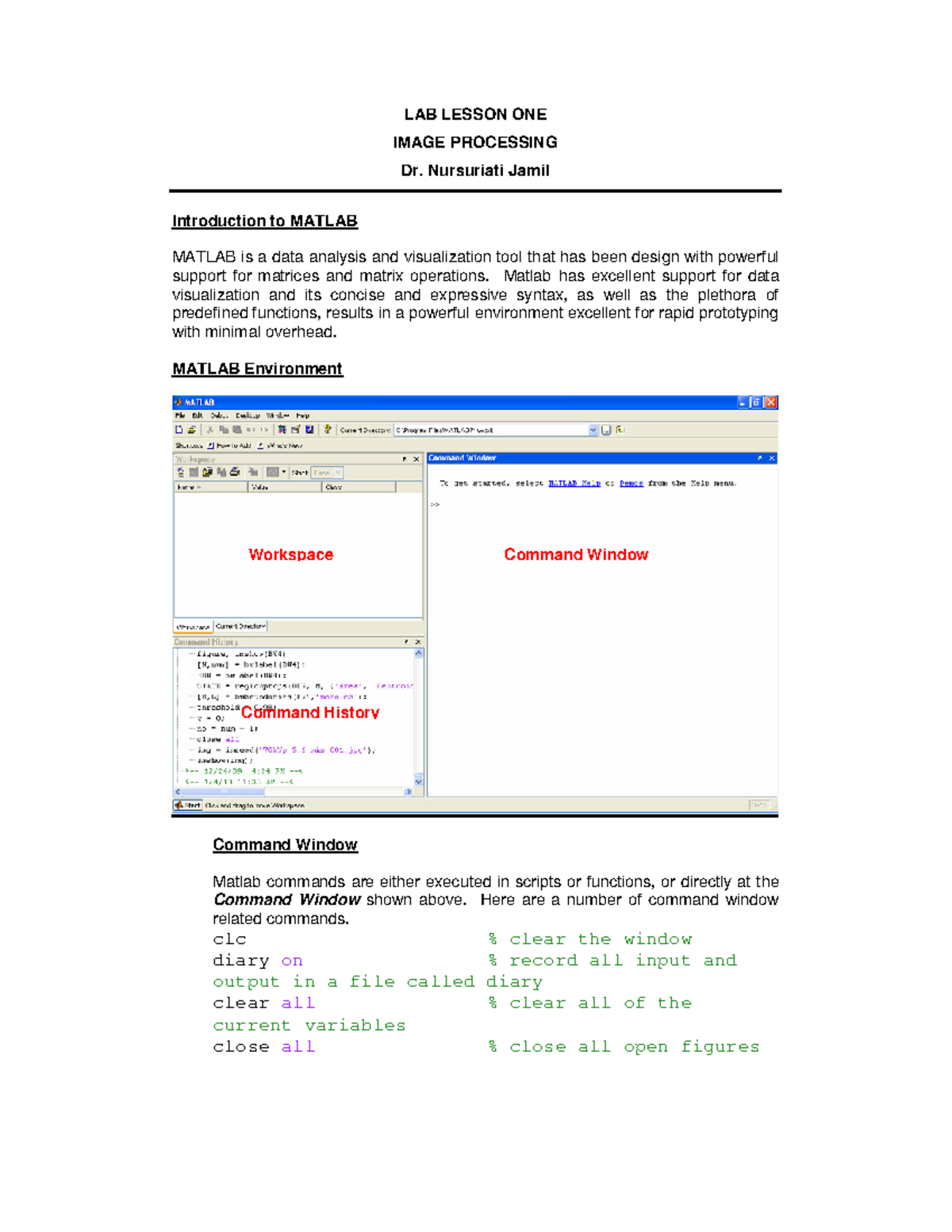 Microsoft Word - LAB Lesson ONE - LAB LESSON ONE IMAGE PROCESSING Dr ...