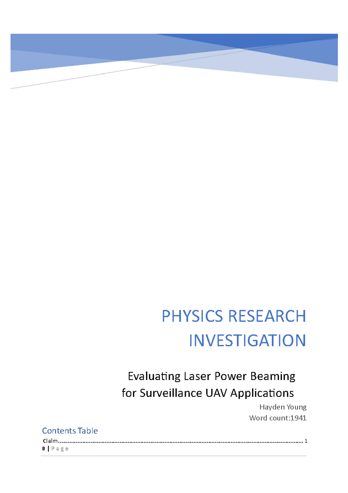 PHYSICS 11 FA3 Final Research Investigation on Laser Power Beaming for ...