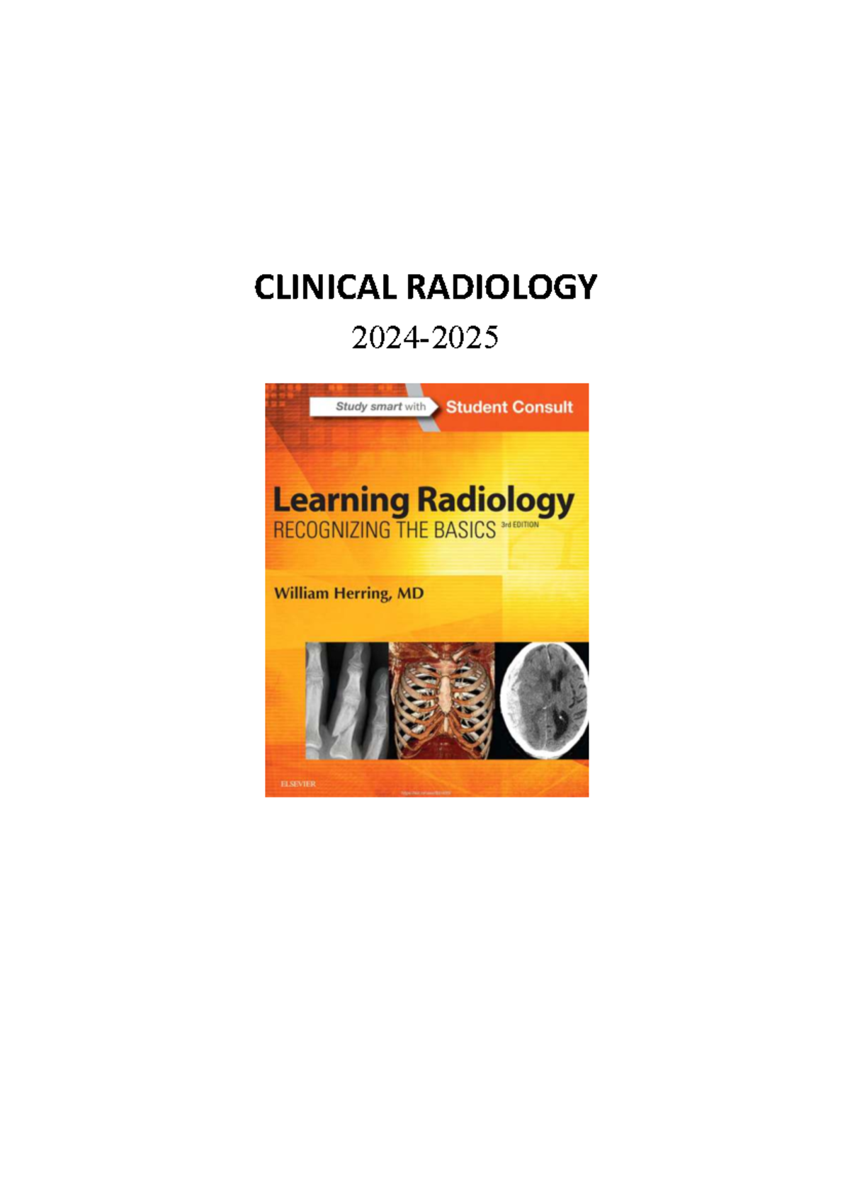CLINICAL RADIOLOGY: Imaging of Chest Infections and Pathologies - Studocu