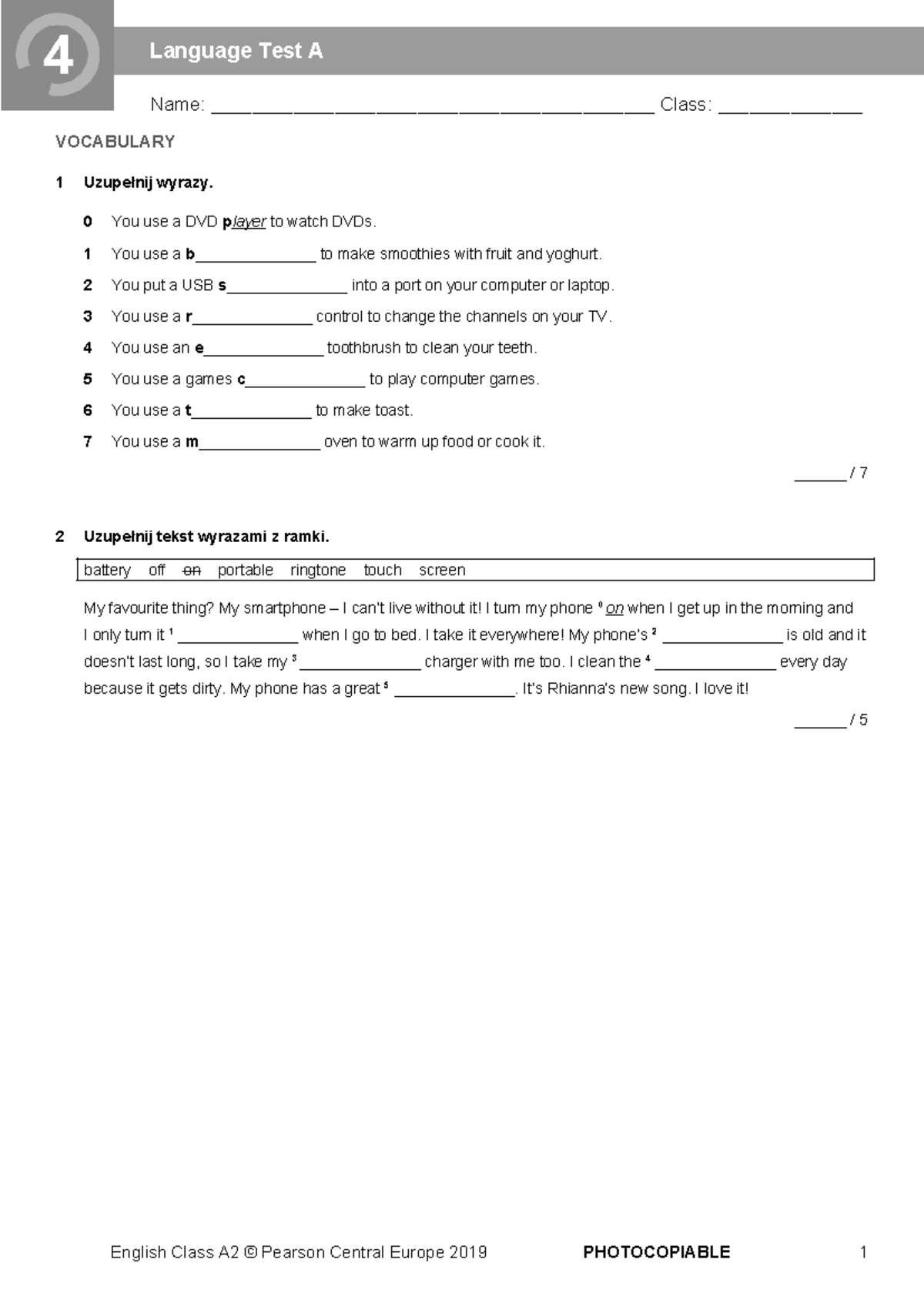 Język Angielskiego Klasa 4 Sprawdzian Rozdział 6 Junior Explorer www.studocu.com