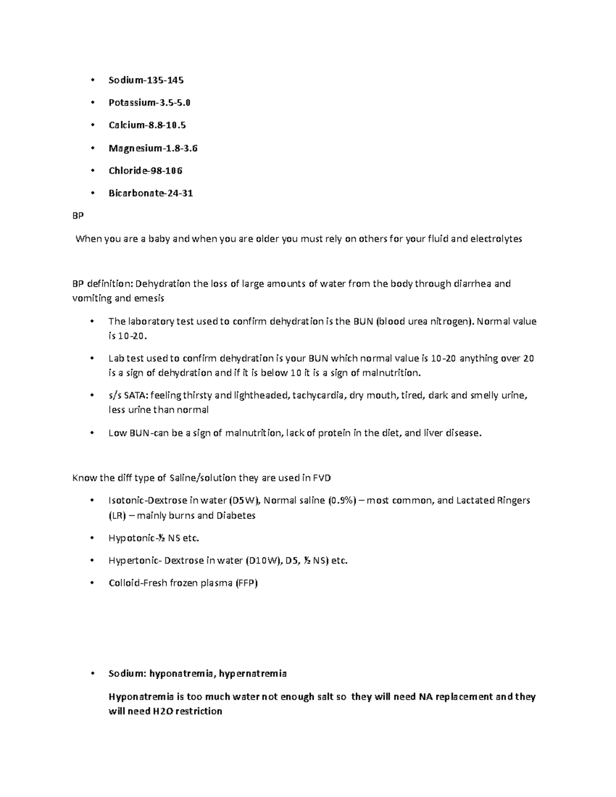 NUR 151 Exam 1 Review: Fluid & Electrolyte Balance Fundamentals - Studocu
