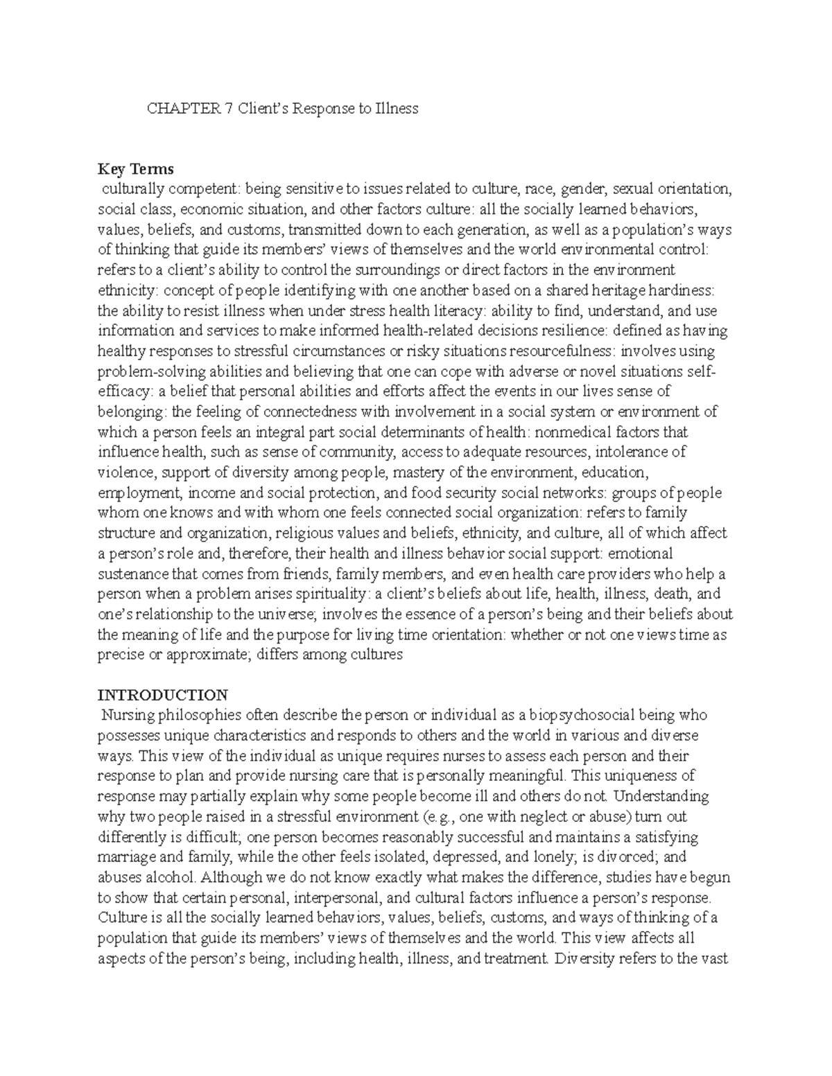 MH 7: Individual Responses to Illness and Cultural Factors - Studocu