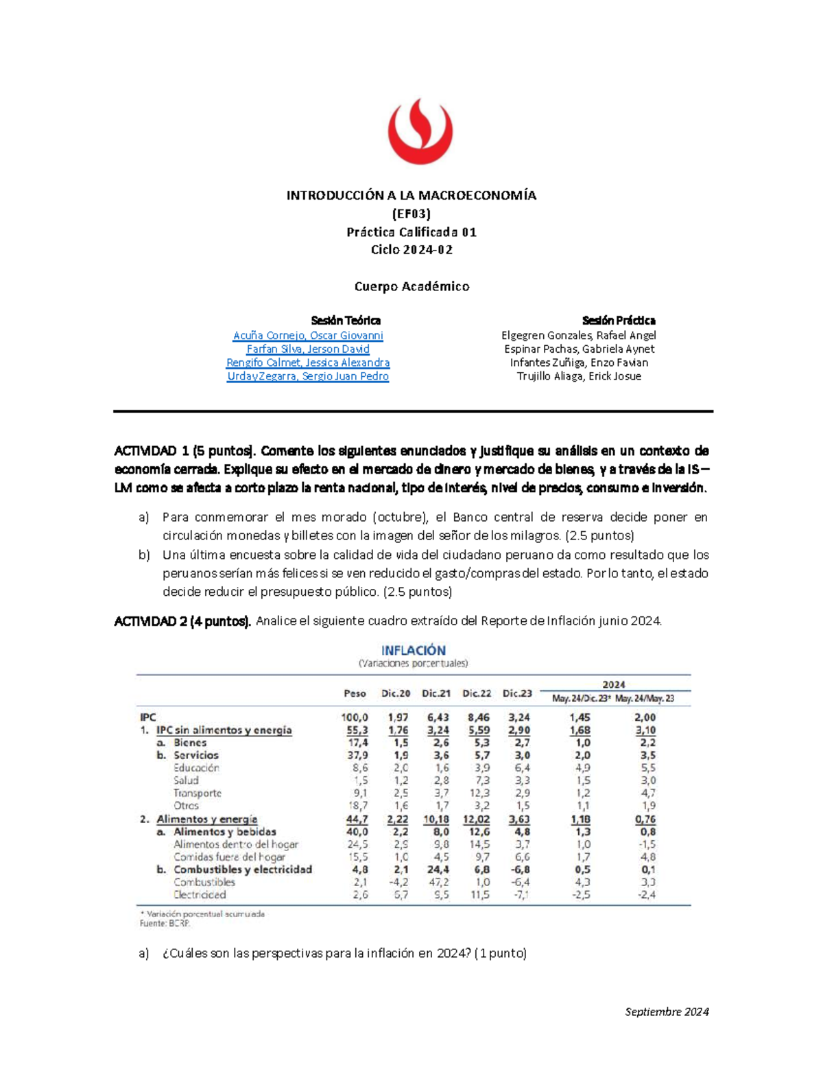 PC1 - 2024 - 02 - Introducción a la Macroeconomía - Práctica 01 - Document Preview