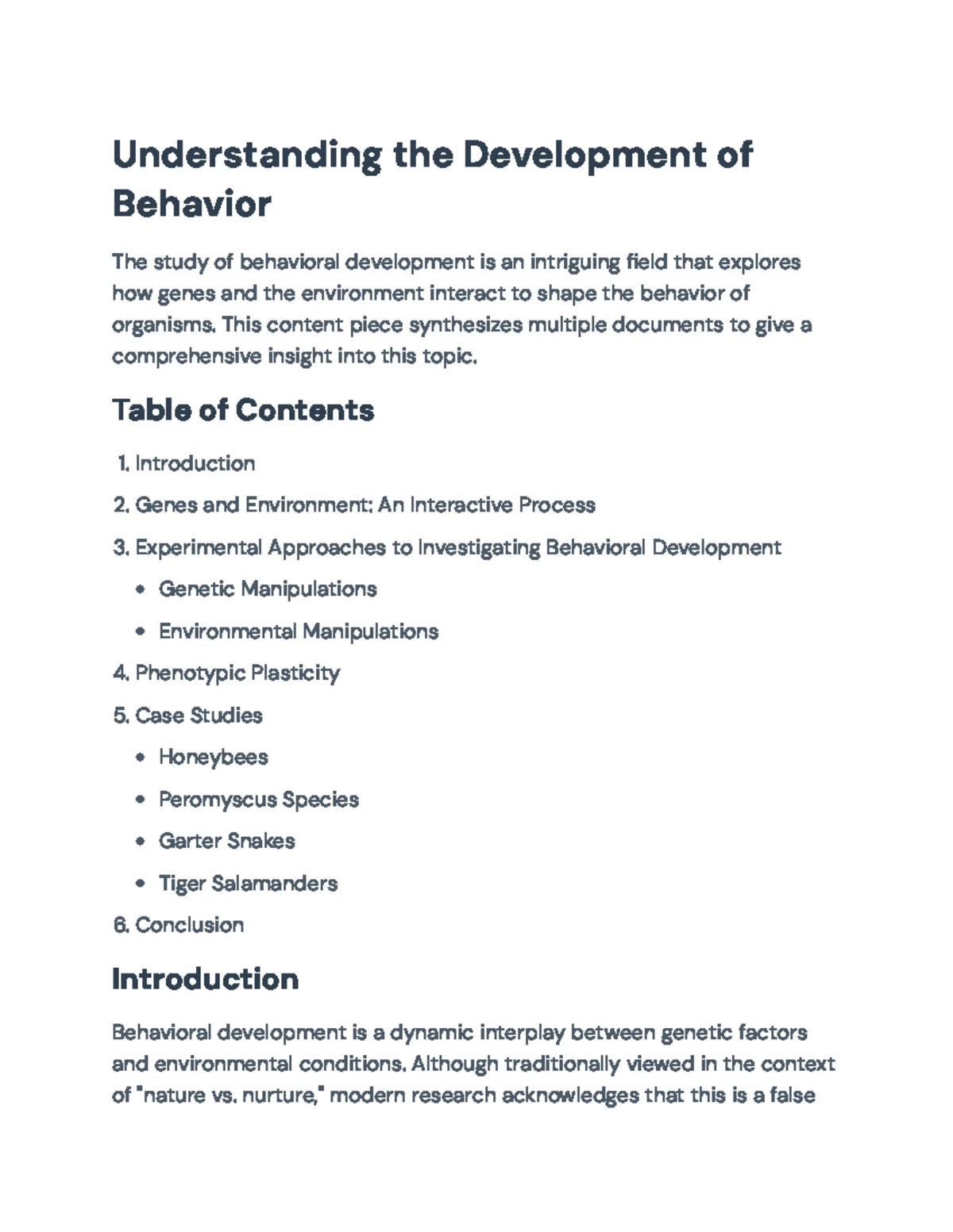 Behavioral Development in Animals: Plasticity and Learning Dynamics ...