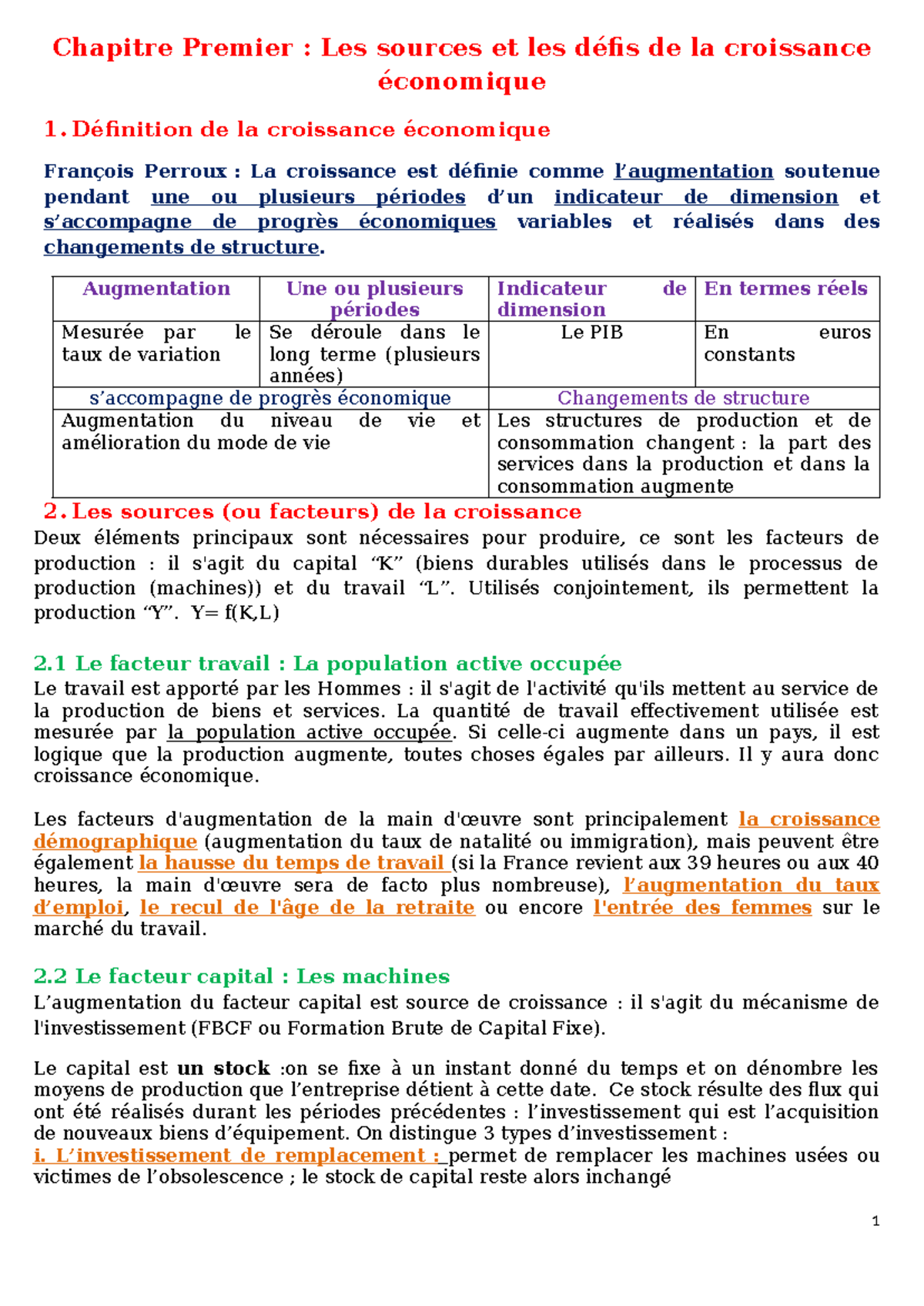 Chapitre 1 : Sources et Défis de la Croissance Économique - Nouveau ...