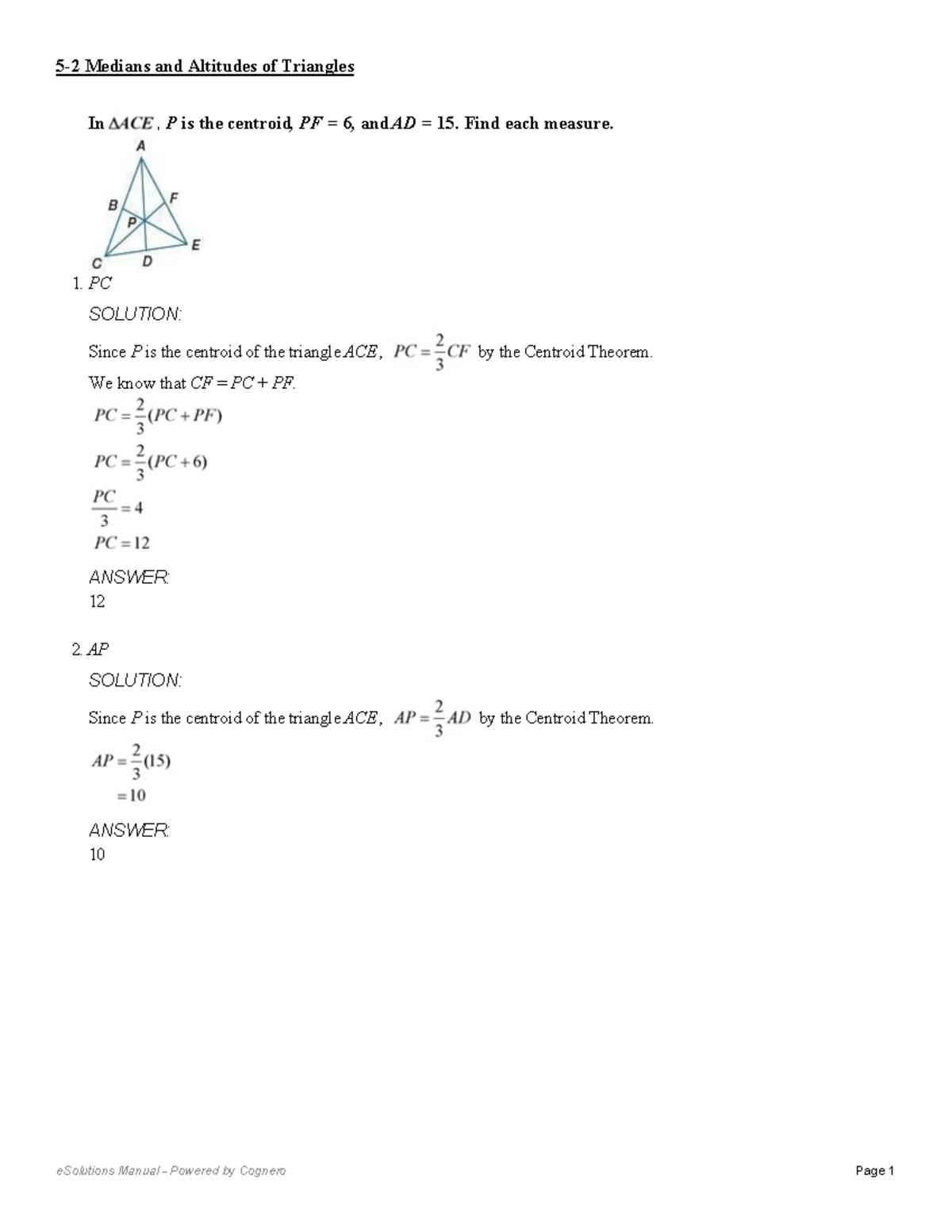 Math 5-2: Medians and Altitudes of Triangles Solutions Guide - Studocu