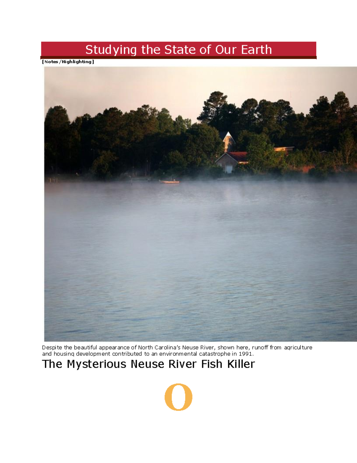 Environmental Science: The Neuse River Crisis and Human Impact - Studocu