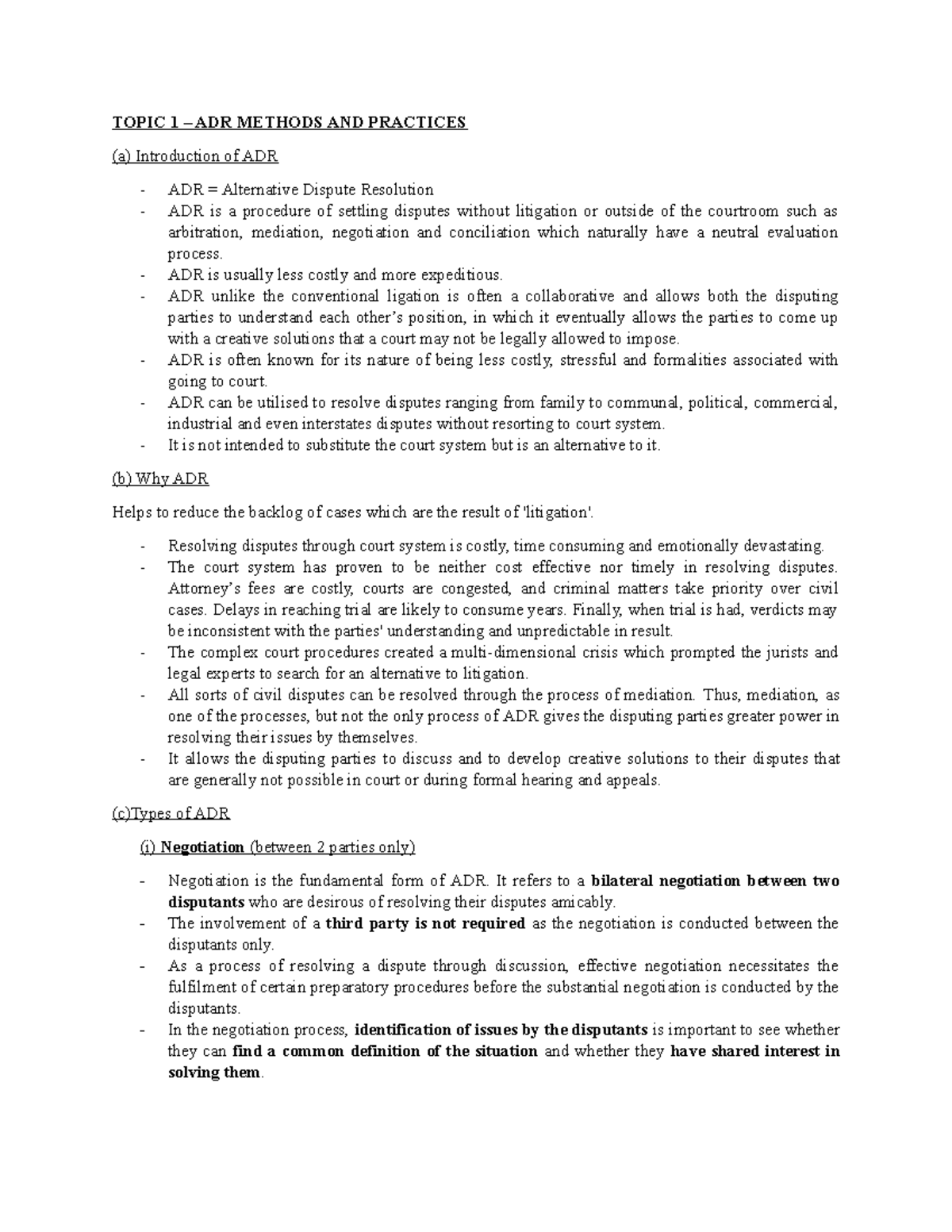 ADR Methods and Practices: Overview and Key Principles - Studocu
